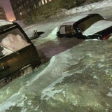 Russische Stadt zu Eisblock gefroren