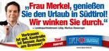 Tiroler FPÖ empfängt Merkel mit Spott-Plakat