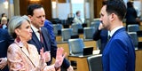 Romana Deckenbacher (ÖVP), Ernst Gödl (ÖVP) und Bildungsminister Christoph Wiederkehr (NEOS)
