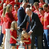 König Juan Carlos die siegreiche spanische Elf im La Zarzuela Palast