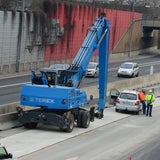 Verwaiste Baustelle auf Donauuferautobahn