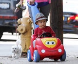 Alessandra Ambrosio spaziert mit Hund und Sohn