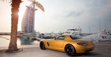 Vor dem Burj al Arab (7 Stern-Hotel) macht der goldene Flügeltürer eine hervorragende Figur.