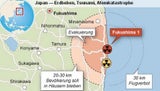 Zonen um den Reaktor Fukushima