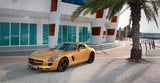 Mit goldenem Anstrich wird der SLS AMG endgültig zum Luxusflitzer.