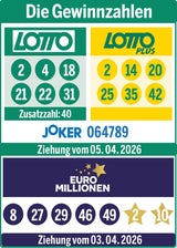 Lotto LottoPlus Joker Ziehung 0504 + EuroMillionen Ziehung 030426s
