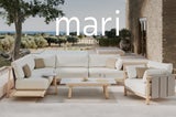 Gewinner #3: Outdoor-Loungekollektion Mari: FSC-zertifiziertes Eschenholz, wetterfeste Polster und klare Linien: Die Loungekollektion Mari verbindet natürliche Materialien mit mediterraner Leichtigkeit für den Außenbereich. 