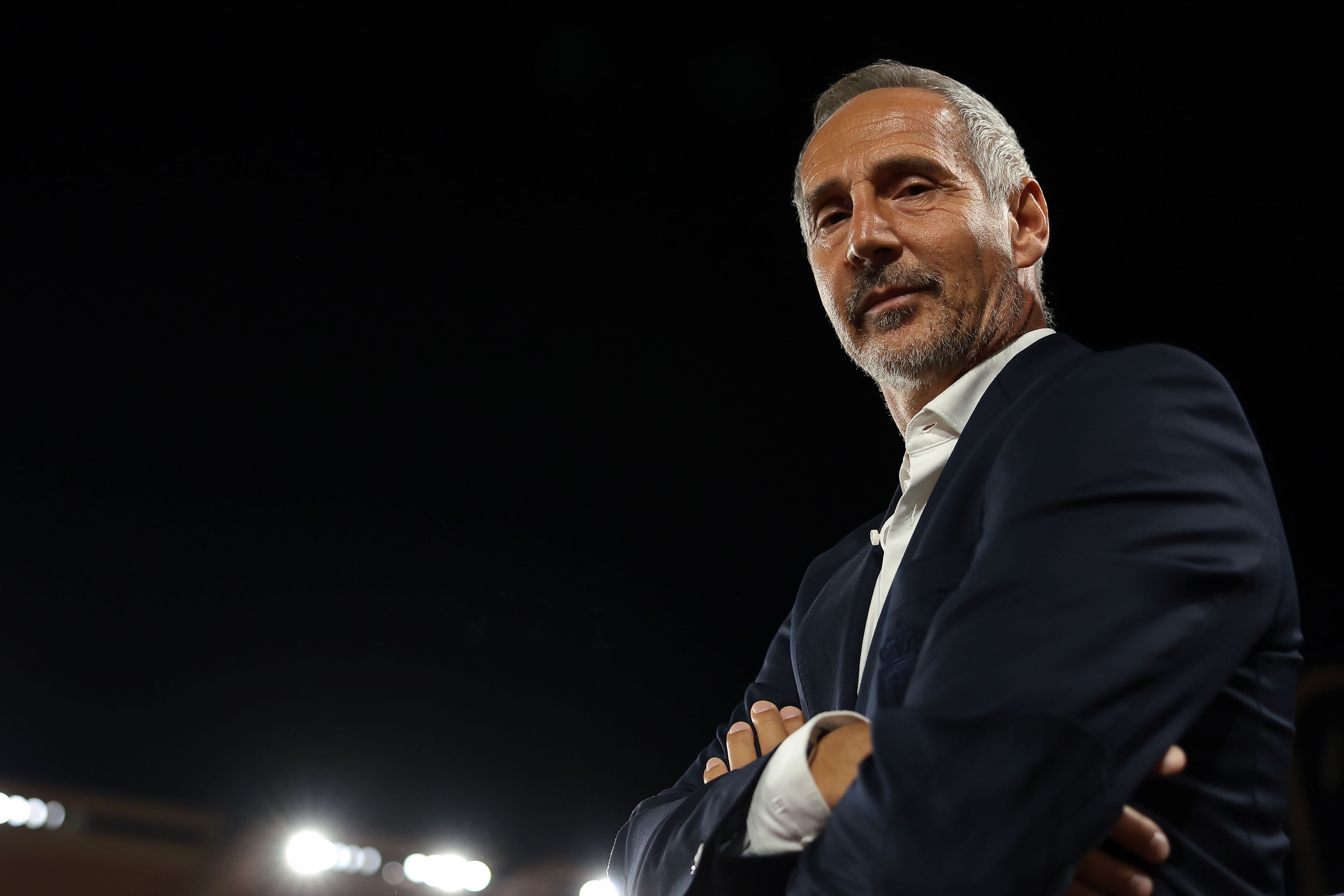 MONACO, MONACO - OCTOBER 01: Adi Hutter Head coach of AS Monaco looks on prior to kick off in during the UEFA Champions League 2025/26 League Phase MD2 match between AS Monaco and Manchester City at Stade Louis II on October 01, 2025 in Monaco, Monaco. (Photo by Jonathan Moscrop/Getty Images)