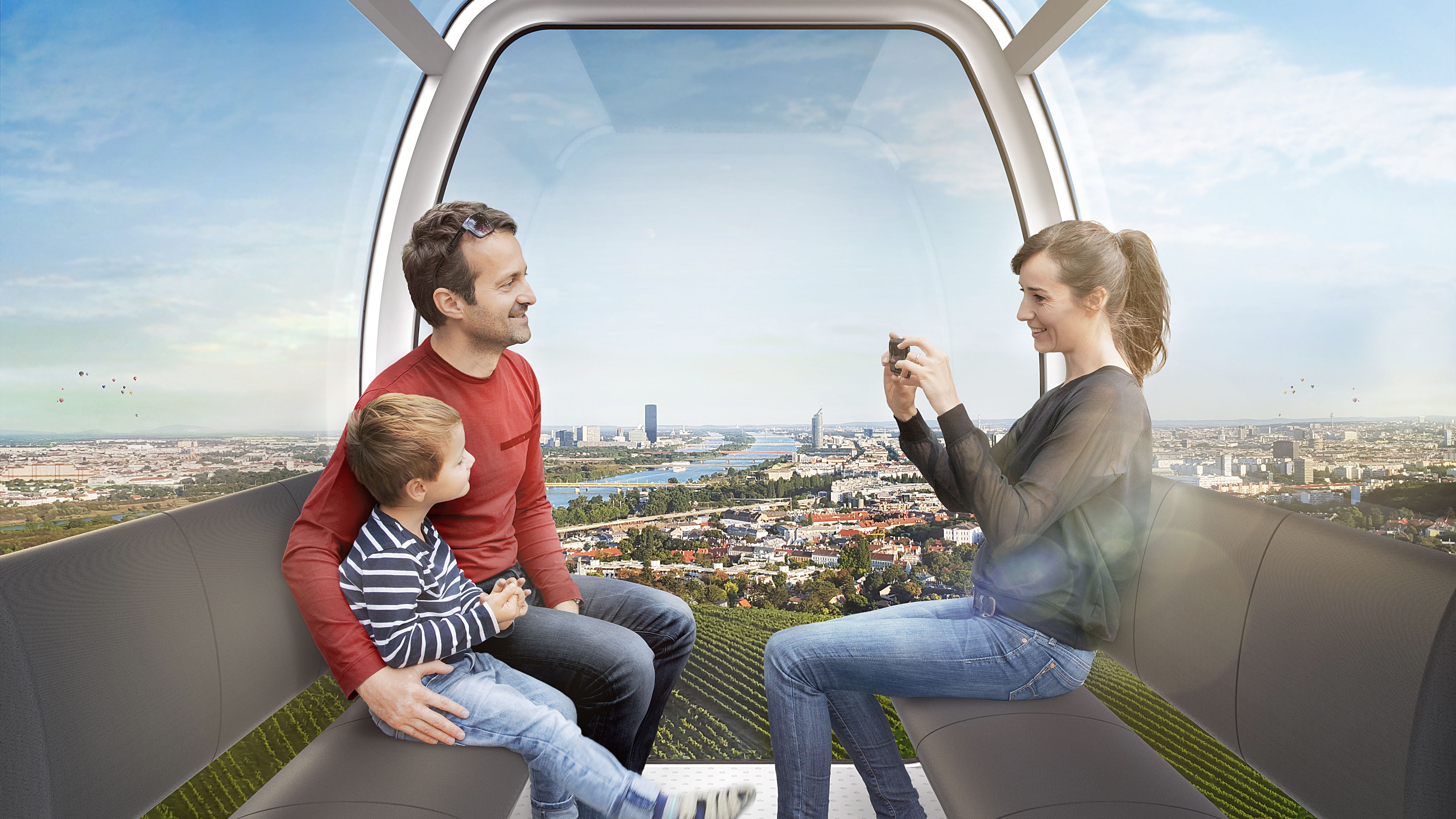 Das Kabineninnere des Kahlenberg-Seilbahn.