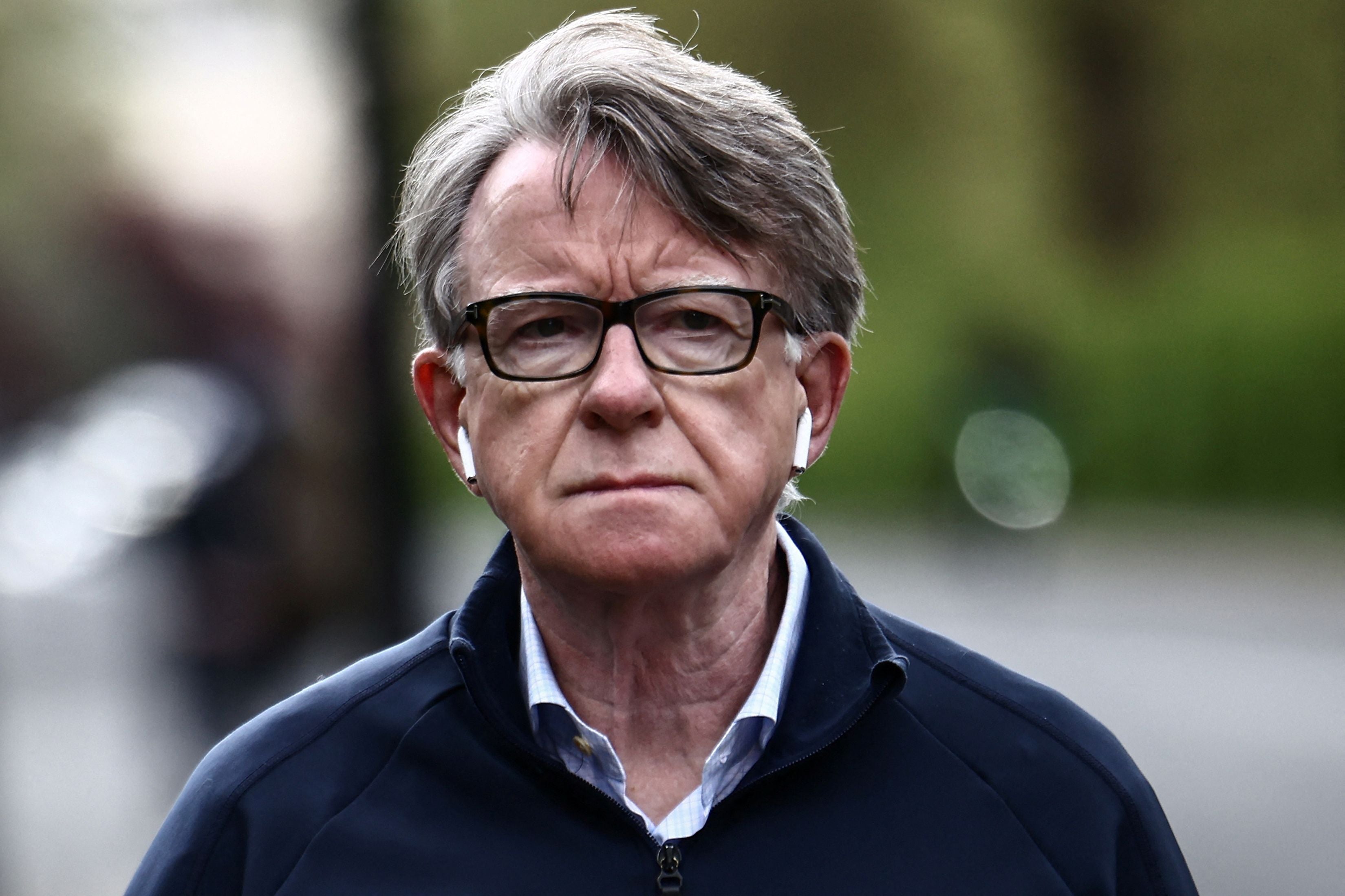 (FILES) Former UK ambassador to the United States, Peter Mandelson, is pictured as he walks his dog near his residence in central London on April 20, 2026. British ministers braced on June 1, 2026 for the release of potentially embarrassing documents relating to Prime Minister Keir Starmer's controversial appointment of Peter Mandelson as envoy to the US. (Photo by Henry NICHOLLS / AFP)