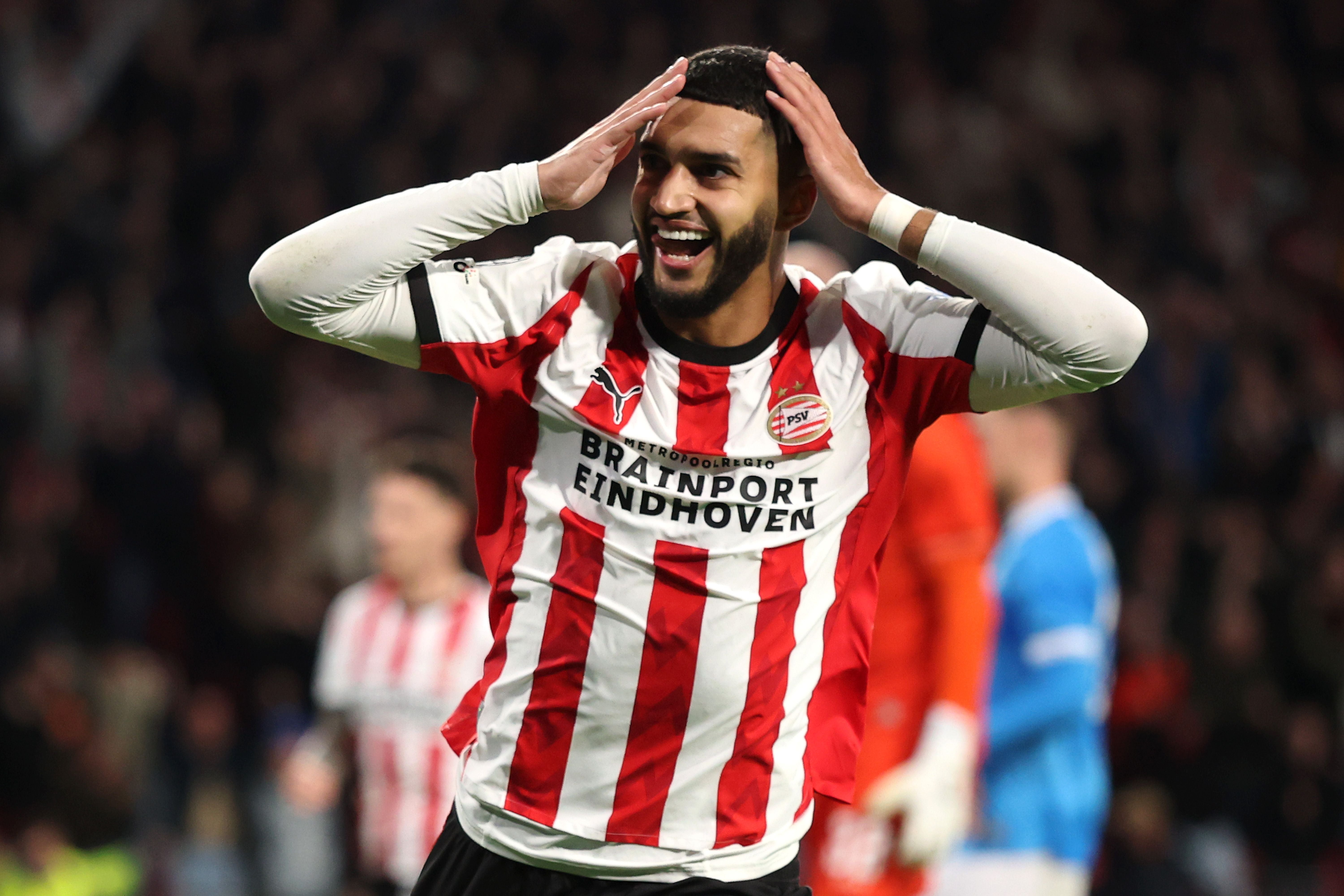EINDHOVEN, NETHERLANDS - OCTOBER 21: Ismael Saibari of PSV Eindhoven celebrates scoring his team's second goal during the UEFA Champions League 2025/26 League Phase MD3 match between PSV Eindhoven and SSC Napoli at PSV Stadion on October 21, 2025 in Eindhoven, Netherlands. (Photo by Dean Mouhtaropoulos/Getty Images)
