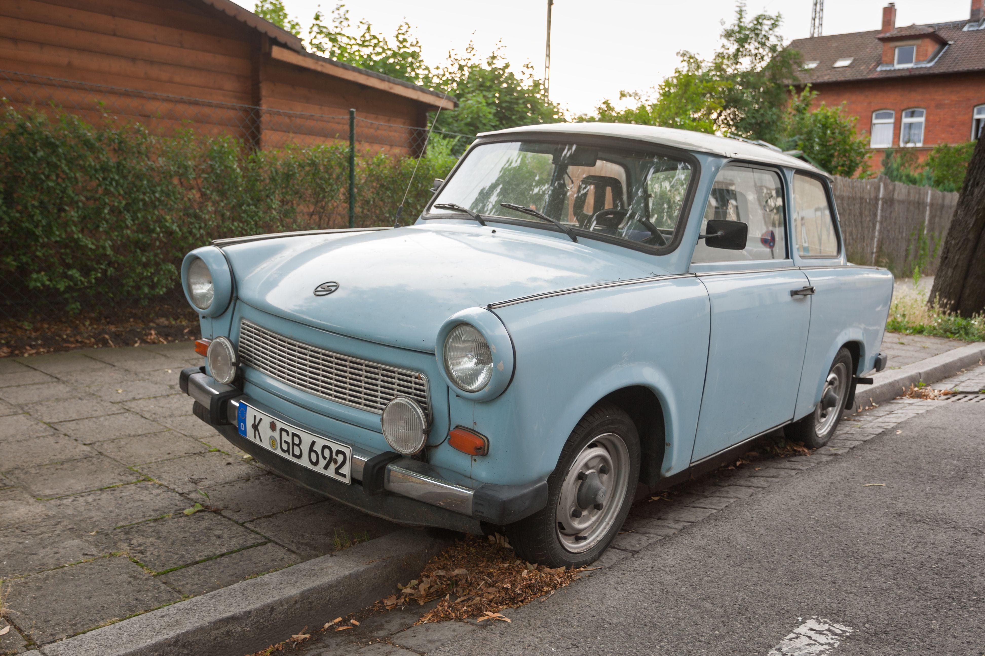 Bamberg, Bavaria, Germany- July 7, 2009: Classic light blue Trabant (Trabi) 601 during a classic car show.