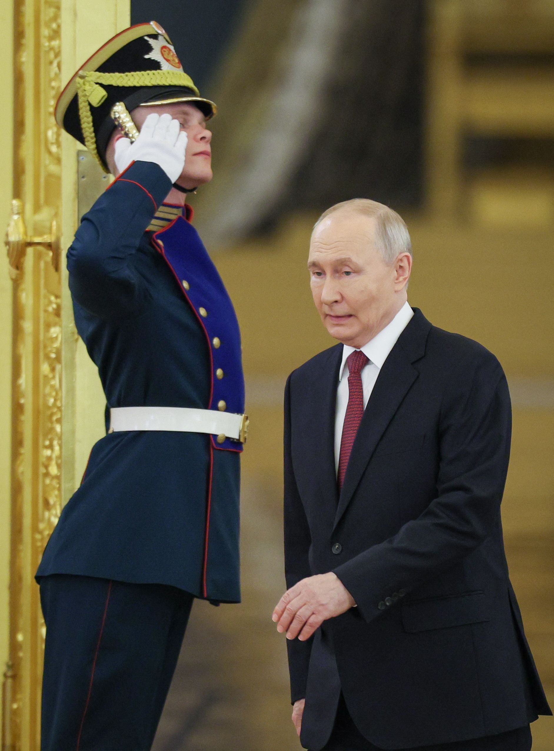 Russia's President Vladimir Putin walks during a meeting with his Tanzania's counterpart at the Kremlin in Moscow on June 3, 2026. (Photo by Ramil Sitdikov / POOL / AFP)