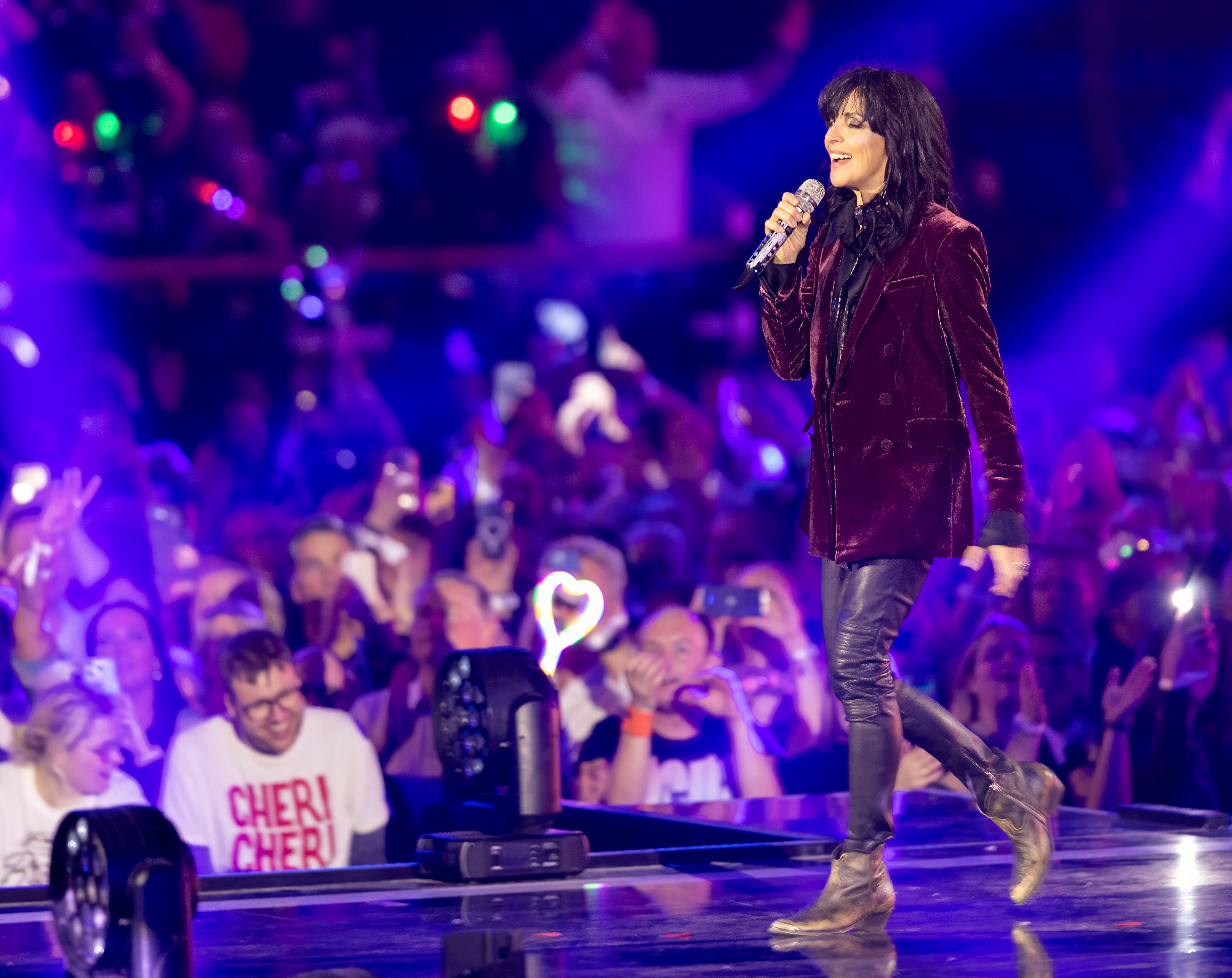 BERLIN, GERMANY - JANUARY 11: German singer Nena performs live during the tv show Schlagerchampions - Das grosse Fest der Besten at Velodrom on January 11, 2025 in Berlin, Germany. (Photo by Jakubaszek/Getty Images)