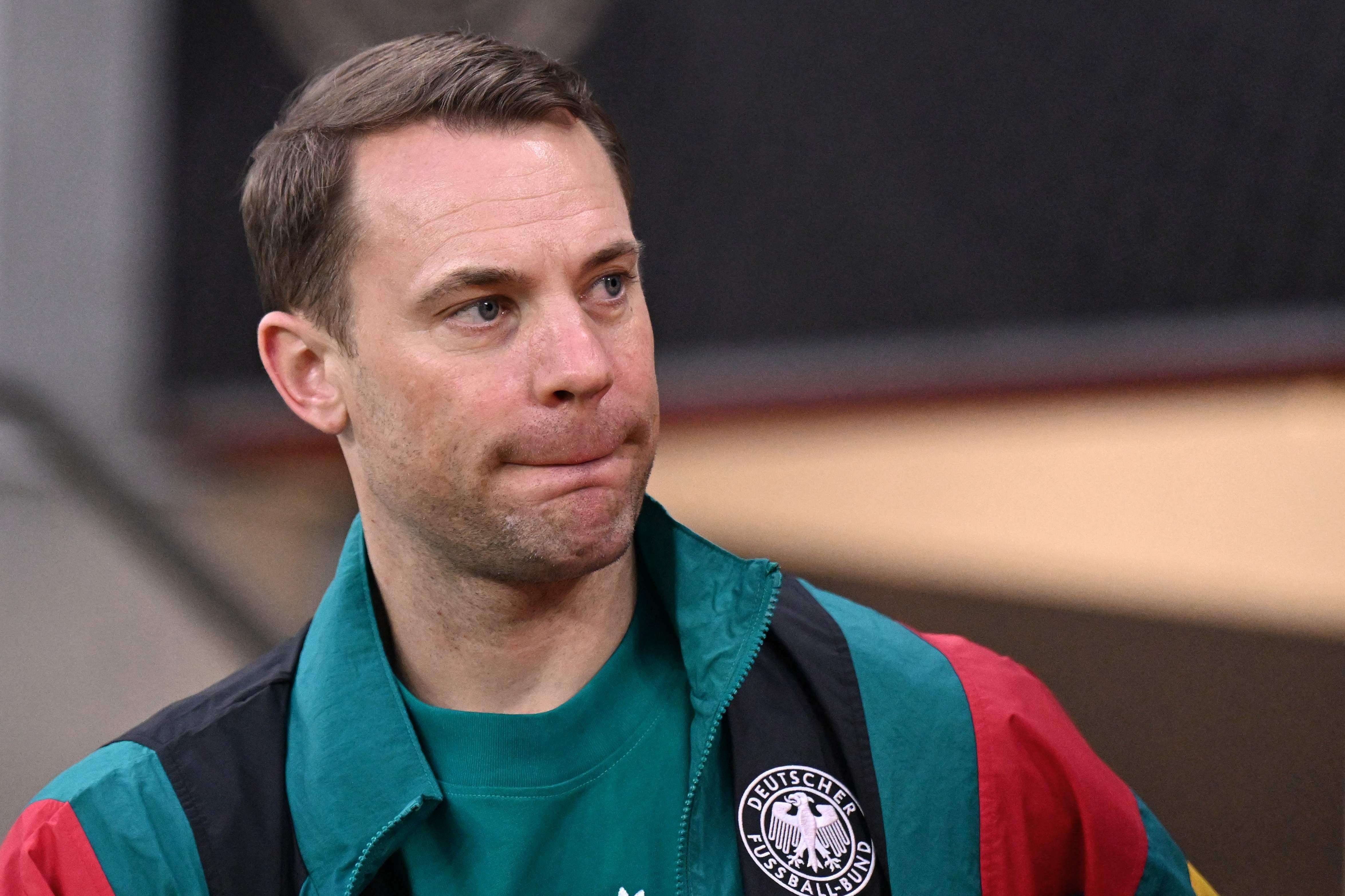 Germany's goalkeeper Manuel Neuer looks on prior to the friendly match between Germany and Finland ahead of the 2026 FIFA World Cup football tournament, in Mainz, western Germany on May 31, 2026. (Photo by Kirill KUDRYAVTSEV / AFP)