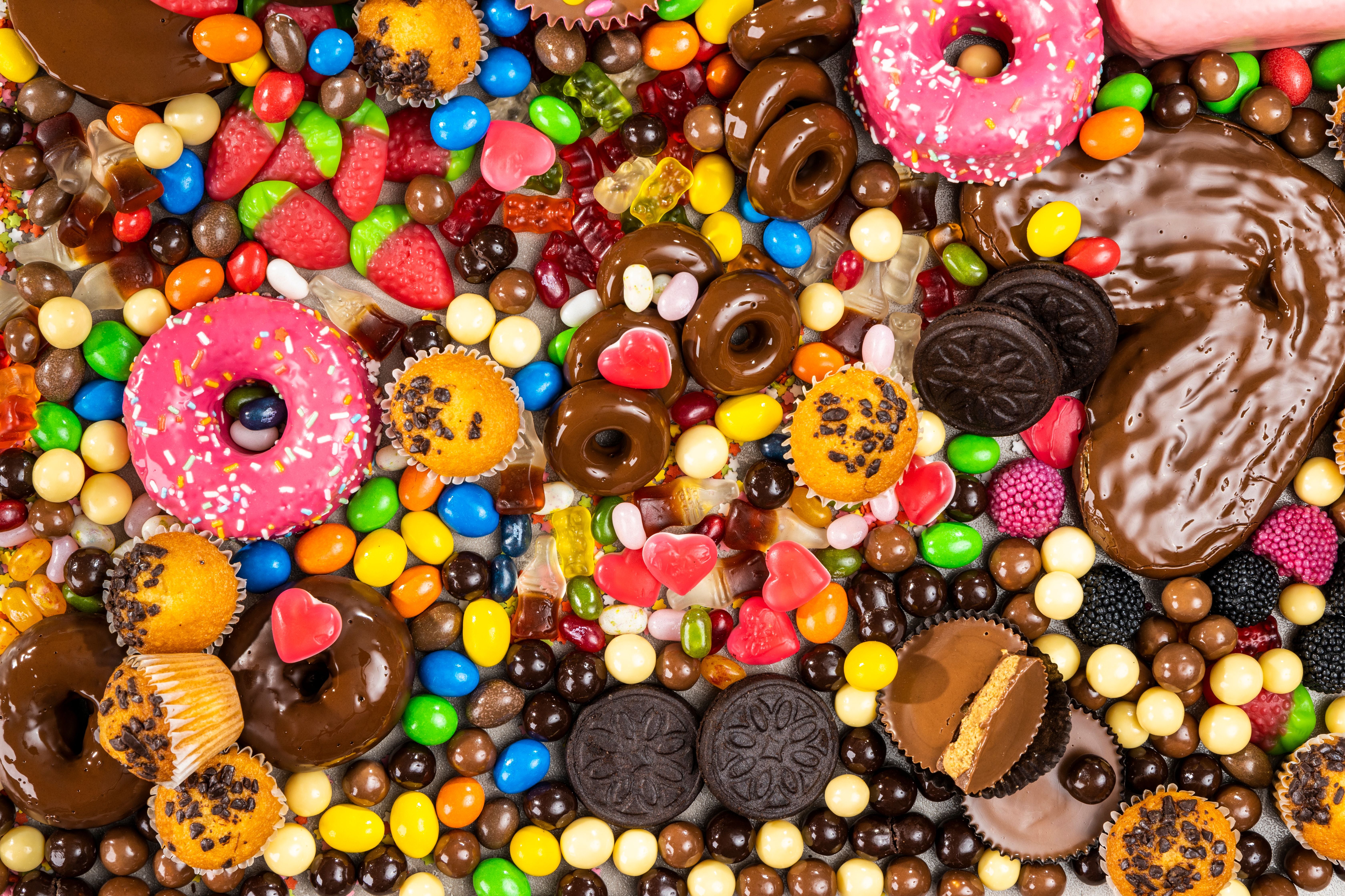 Still life of sweets and goodies with copy space