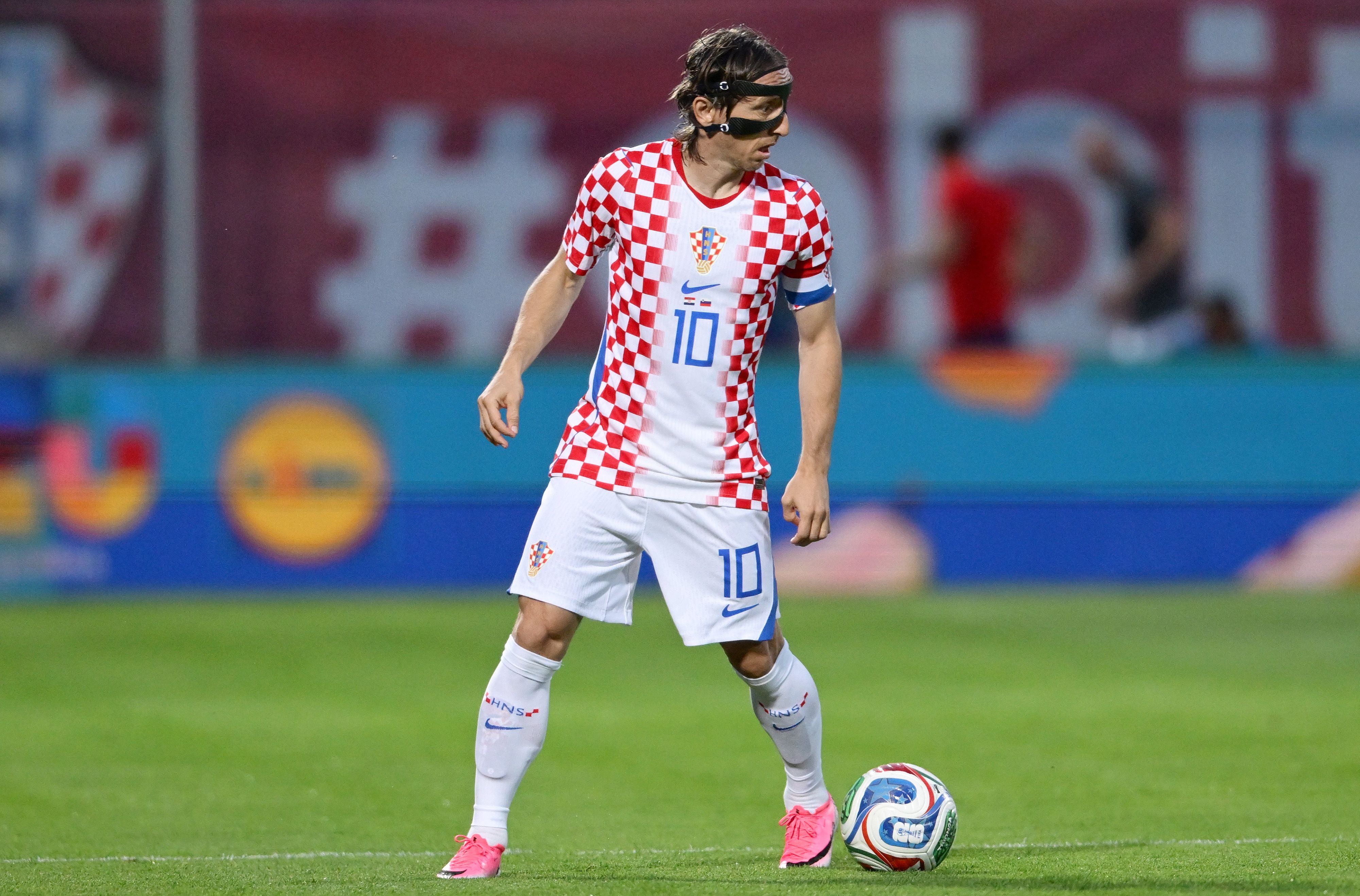 VARAZDIN, CROATIA - JUNE 7: Luka Modric of Croatia controls the ball during the international friendly match between Croatia and Slovenia at Stadium Varteks on June 7, 2026 in Varazdin, Croatia. (Photo by Igor Soban/Pixsell/MB Media/Getty Images)