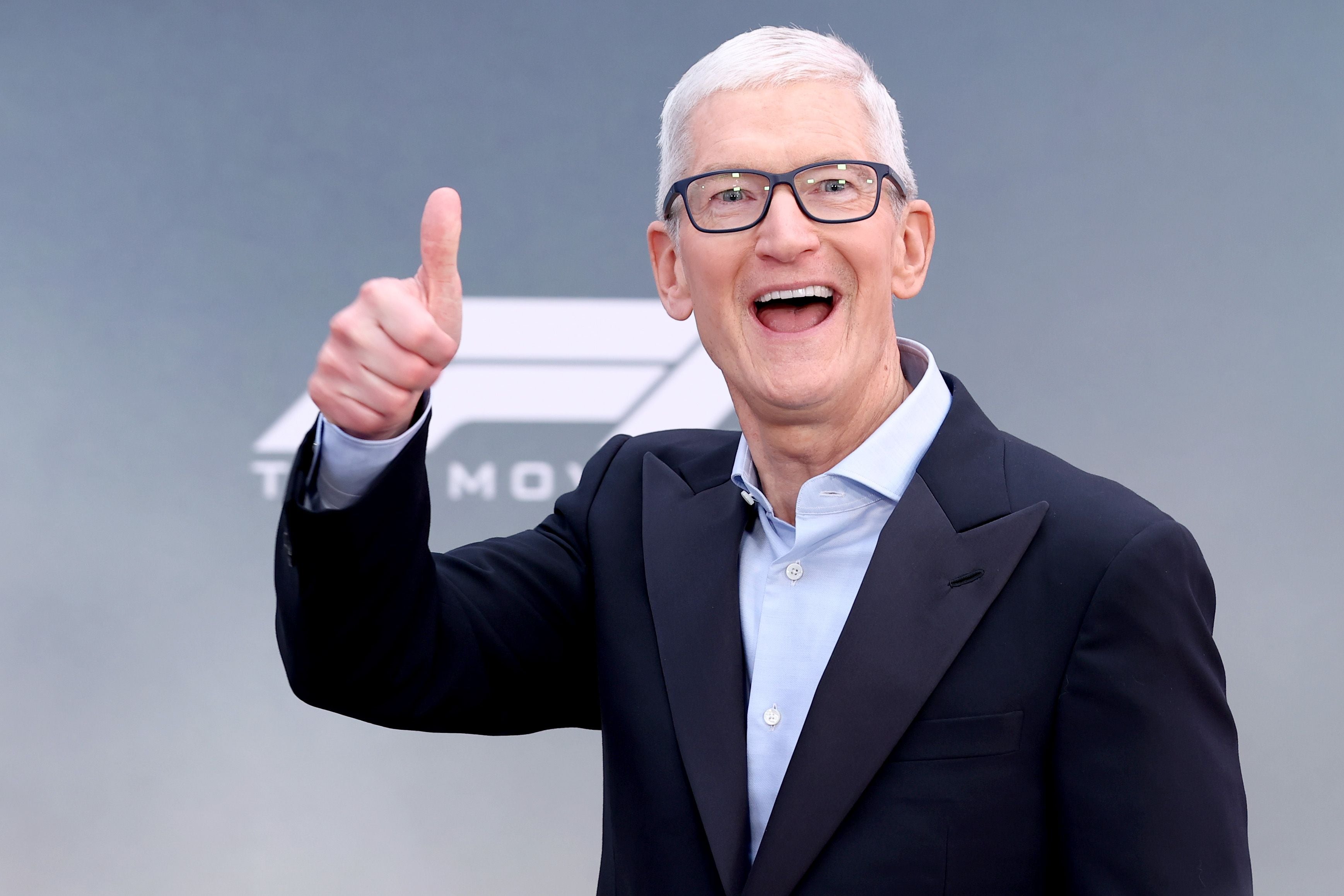 NEW YORK, NEW YORK - JUNE 16: Tim Cook attends the Apple Original Films &amp; Warner Bros. Pictures "F1" World Premiere in Times Square on June 16, 2025 in New York City. (Photo by Arturo Holmes/WireImage)