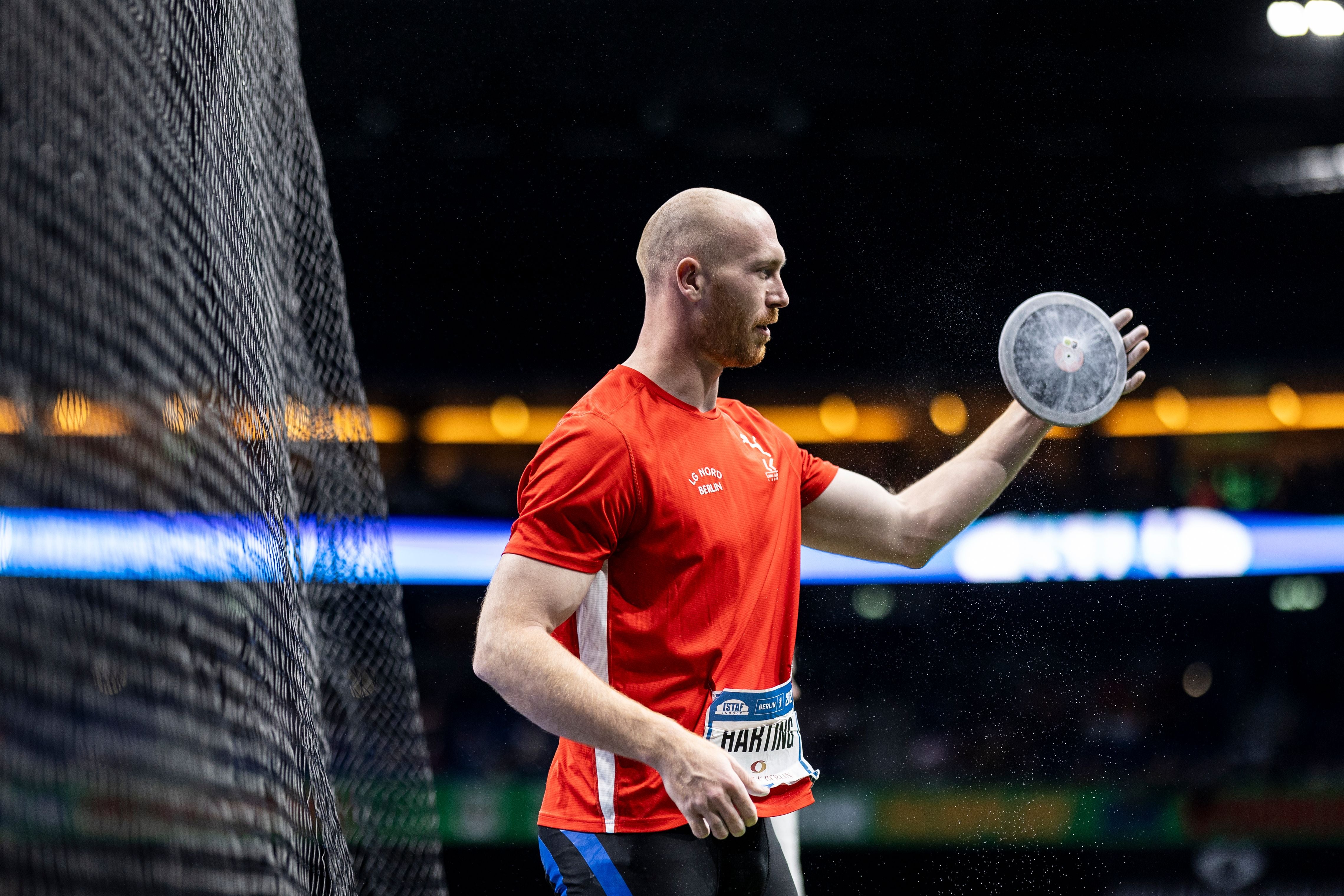 BERLIN, GERMANY - FEBRUARY 23: Christoph Harting of Germany competes during Discus Throw Duel Team M during the ISTAF Indoor Berlin at Mercedes-Benz Arena on February 23, 2024 in Berlin, Germany. (Photo by Maja Hitij/Getty Images)
