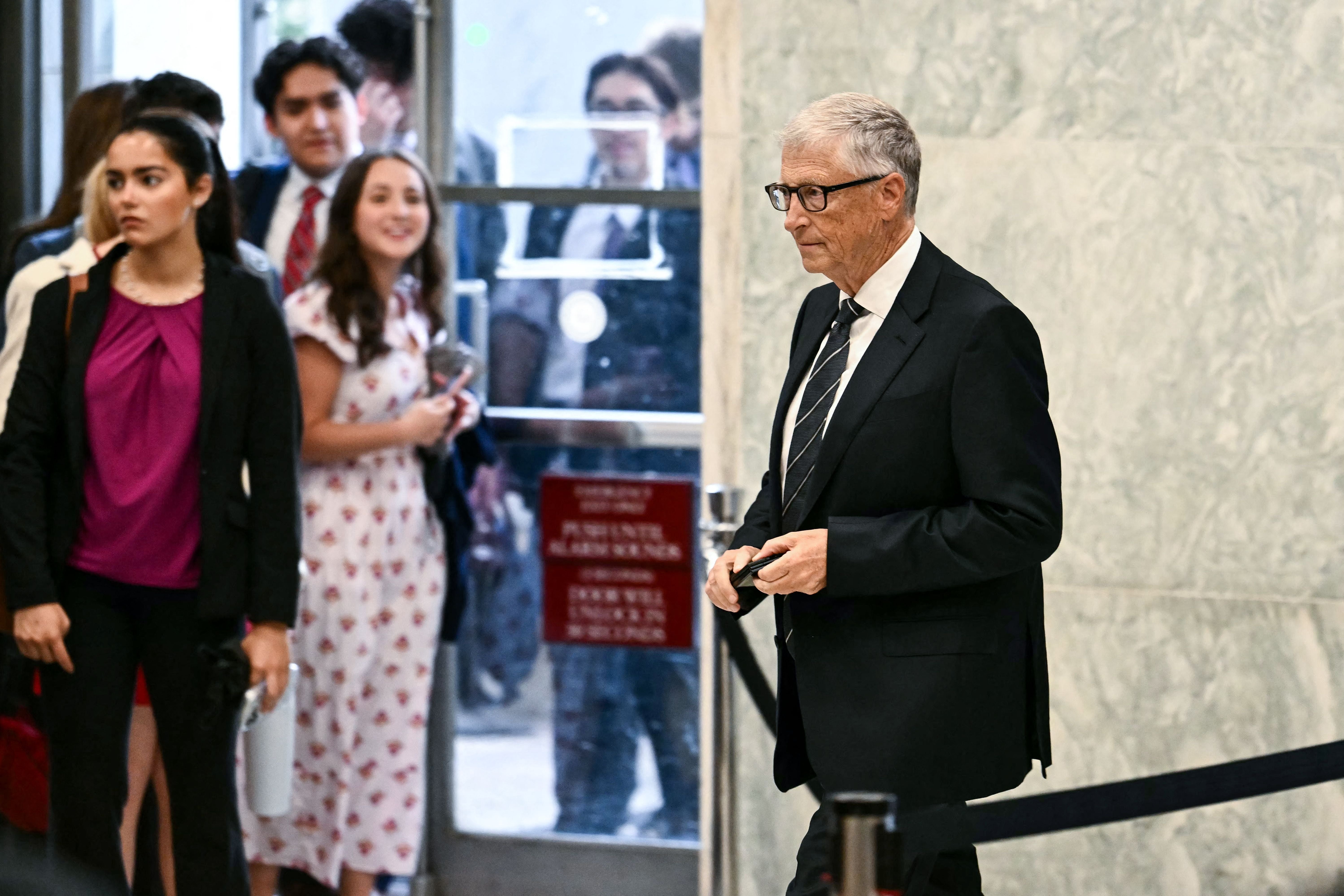 Microsoft co-founder Bill Gates arrives for a closed-door interview with the House Oversight Committee on Capitol Hill in Washington, DC, on June 10, 2026. Gates is set to face questioning Wednesday from US lawmakers over his relationship with late sex offender Jeffrey Epstein, whose network of wealthy and powerful associates has fueled years of scrutiny and conspiracy theories. Gates, one of the world's richest men and a leading philanthropist, is appearing before the House Oversight Committee for a transcribed interview about the disgraced financier, who died in a New York jail cell in 2019 while awaiting trial on sex trafficking charges involving underage girls. (Photo by Kent NISHIMURA / AFP)