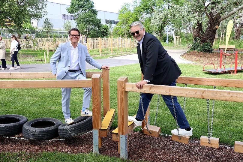 Eröffnung des Natur- und Erlebnispark Sonnenland mit Stadtrat Peter Hacker und Stadtrat Jürgen Czernohorszky.