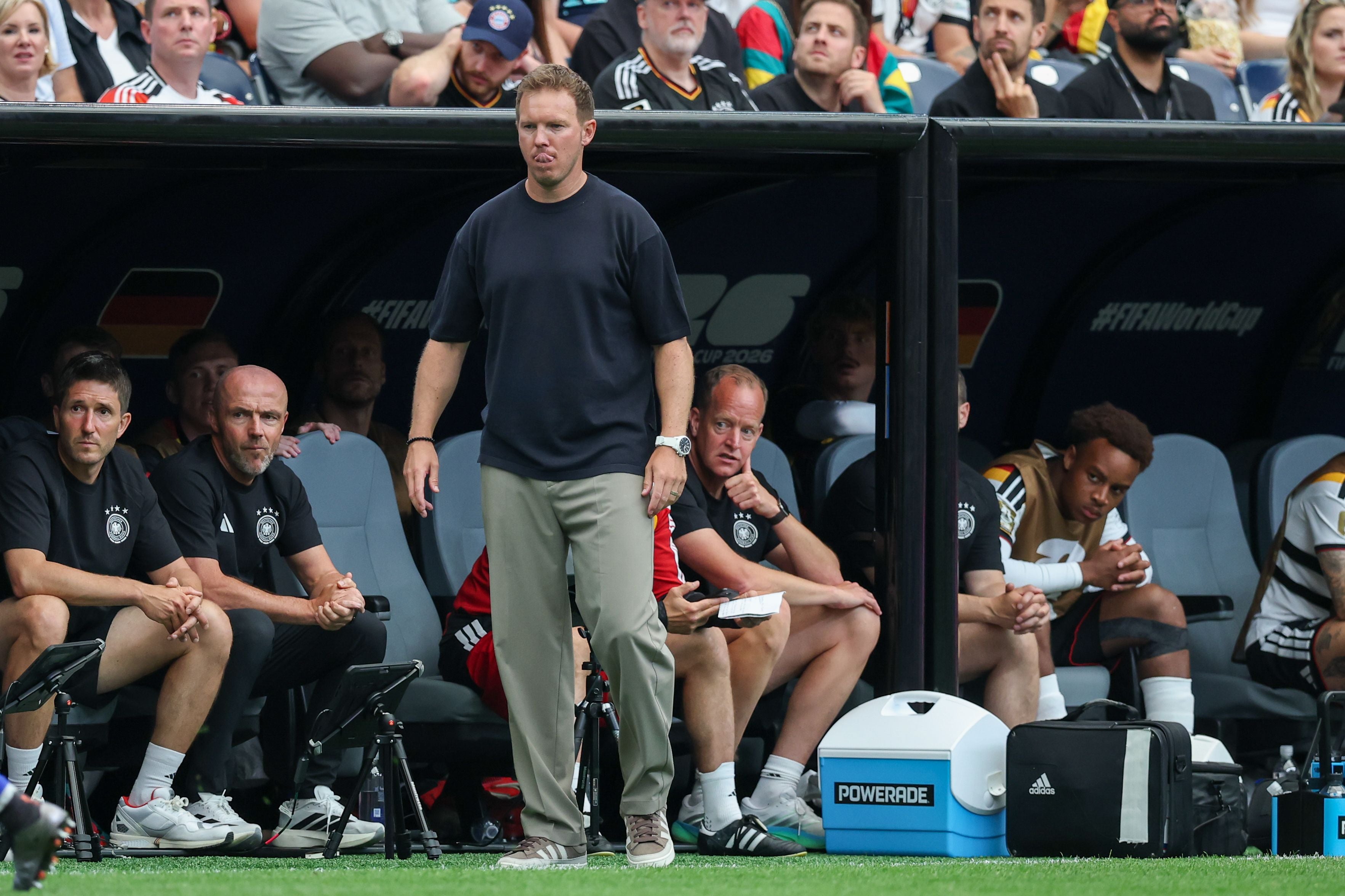 HOUSTON, TX - JUNE 14: Julian Nagelsmann of Germany watches play during the FIFA World Cup 2026 Group E match between Germany and Curaçao on June 14, 2026, at Houston Stadium in Houston, Texas. (Photo by David Buono/Icon Sportswire via Getty Images)