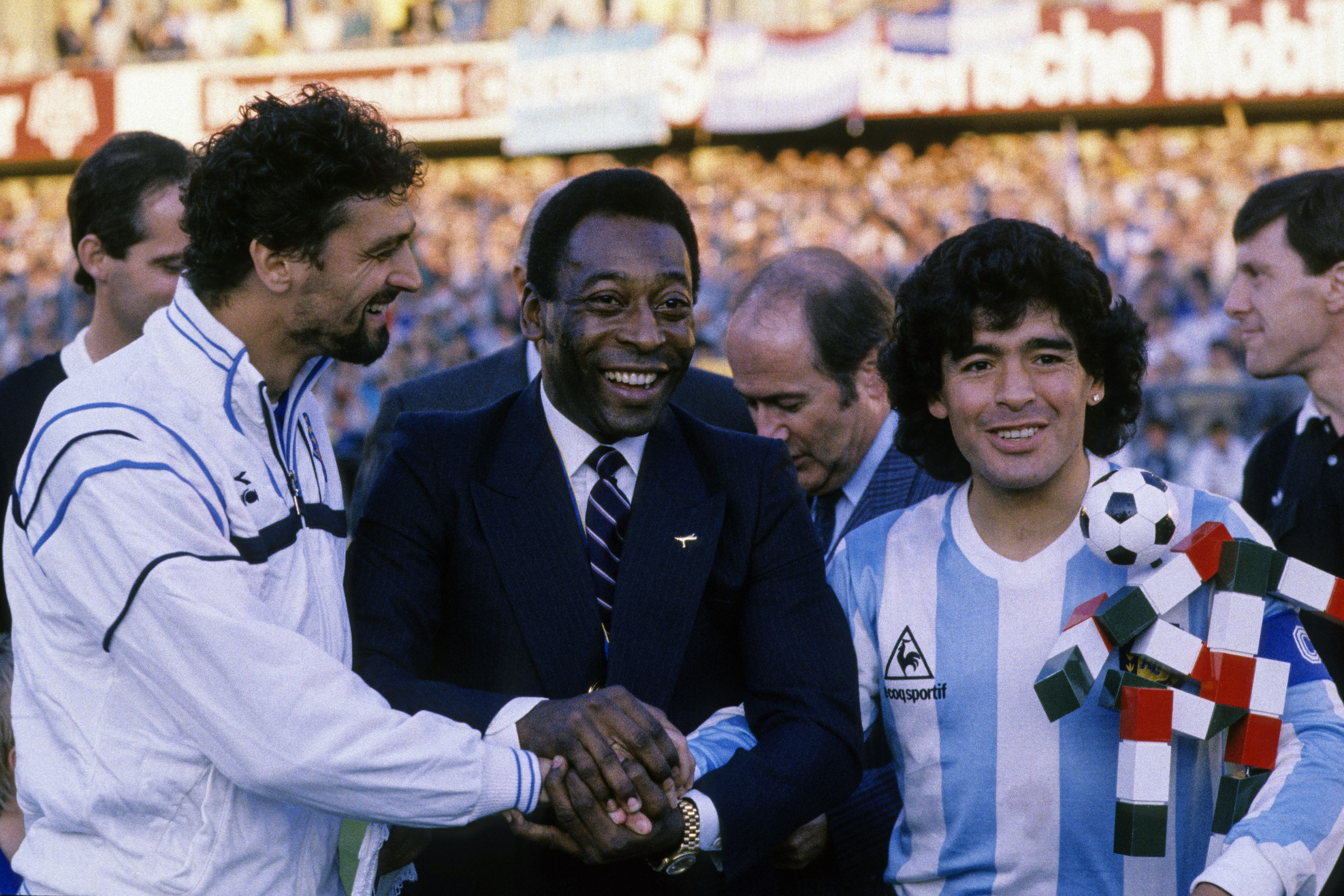 (v.l.n.r.) Alessandro Altobelli, Pelé und Diego Maradona