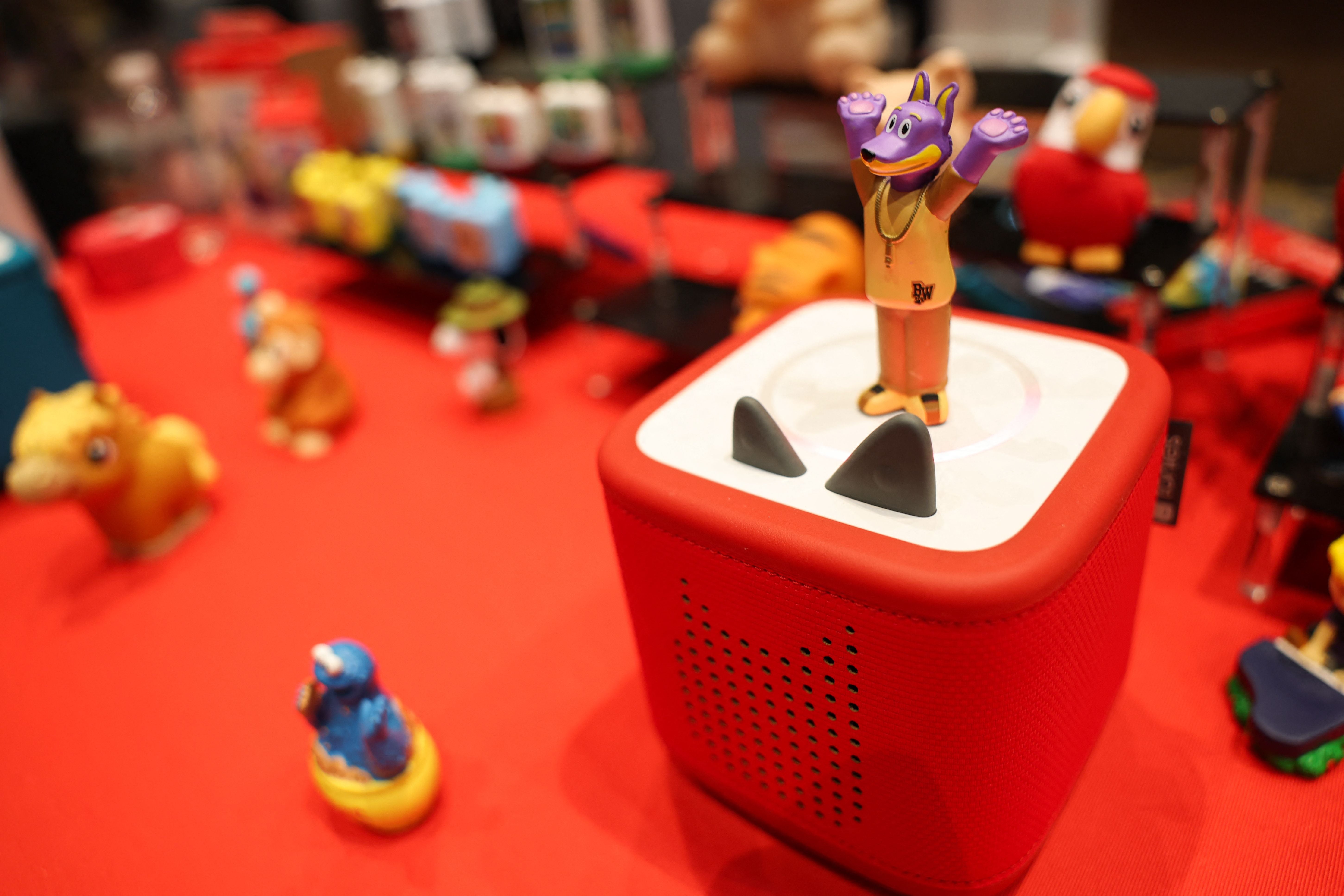 The Tonies Toniebox 2 children's screen-free interactive game and music box is displayed during Pepcom ahead of the annual Consumer Electronics Show (CES) in Las Vegas, Nevada on January 5, 2026. (Photo by Patrick T. Fallon / AFP)