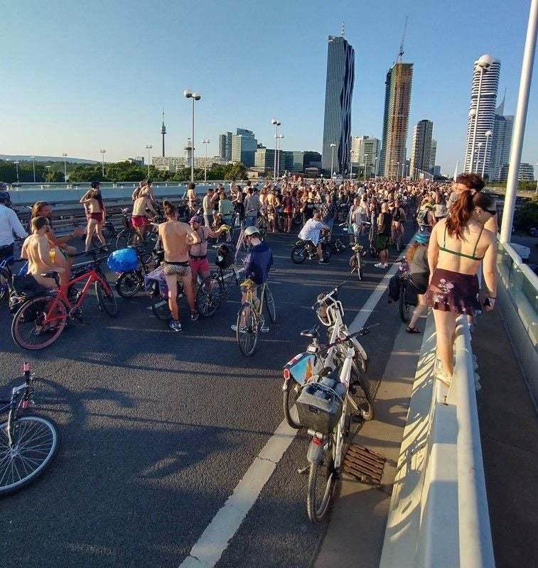 Critical Mass Vienna Naked Bike Ride.