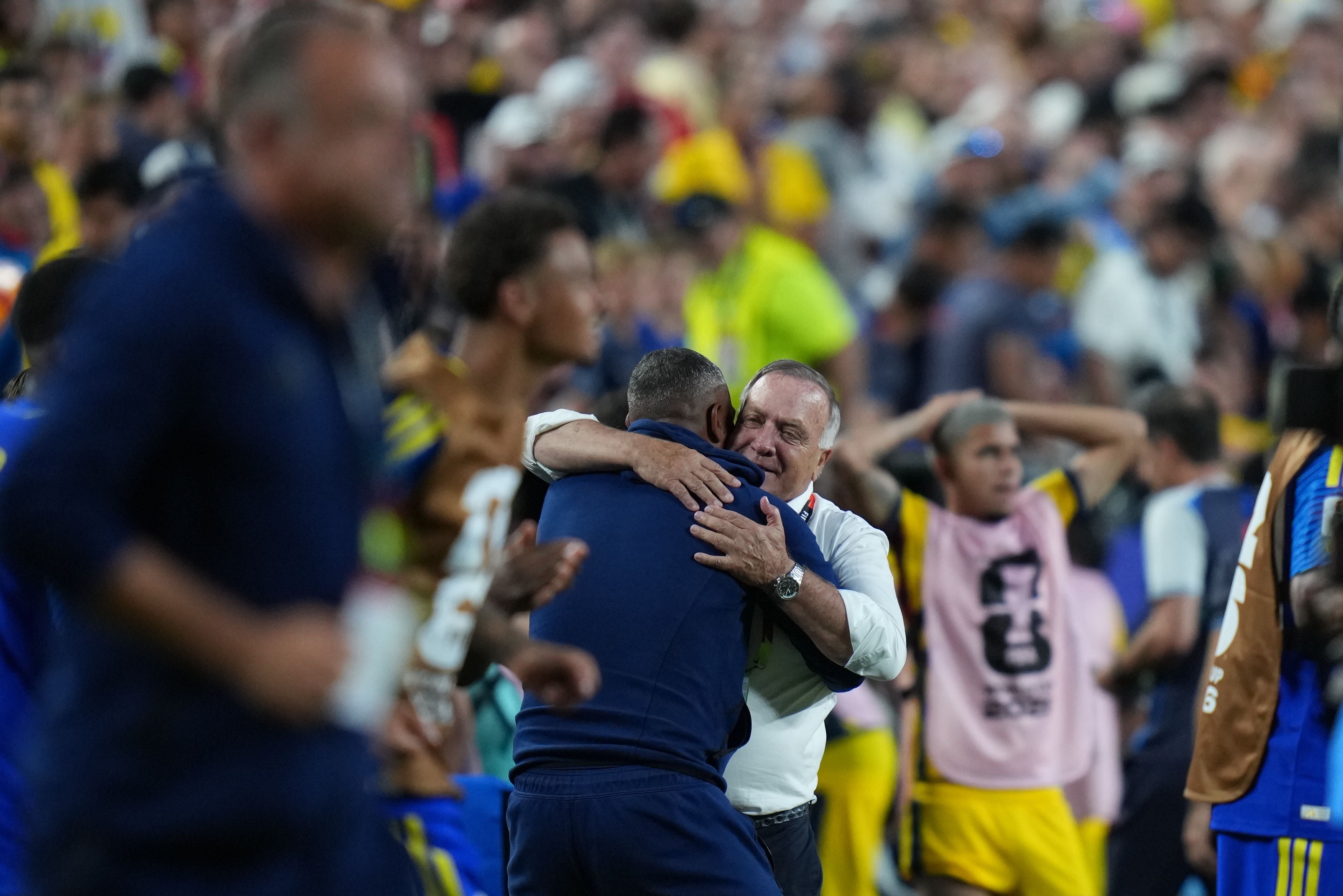 KANSAS CITY, UNITED STATES - JUNE 20: Players and head coach Dick Advocaat of Curacao celebrate after the 2026 FIFA World Cup First Stage Group E match between Ecuador and Curacao at Arrowhead Stadium (Kansas City Stadium) in Kansas City, Missouri, United States on June 20, 2026. (Photo by Hakan Akgun/Anadolu via Getty Images)