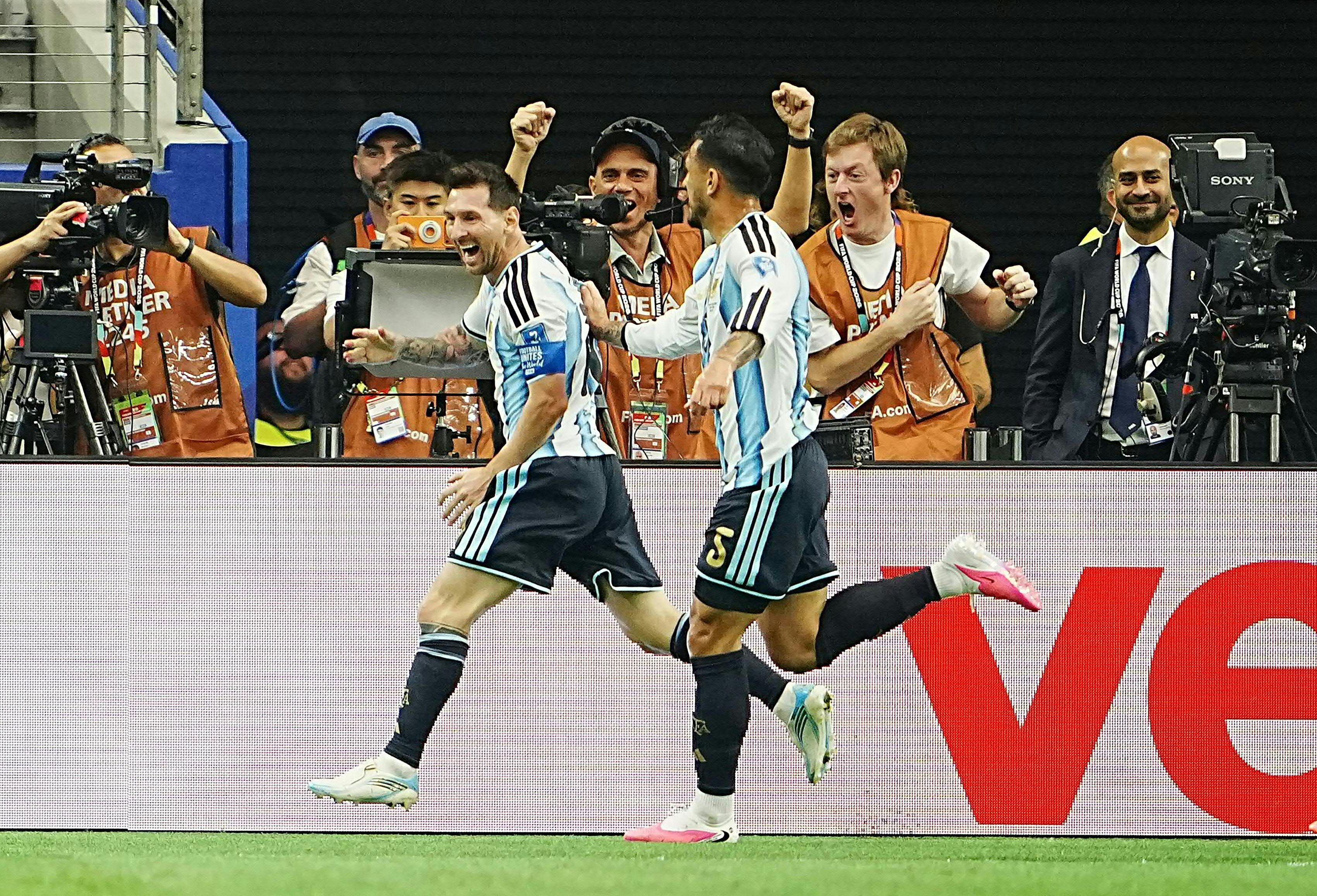 DALLAS - USA: Jubel von Lionel Messi (ARG) am Montag, 22. Juni 2026, während der Begegnung zwischen Argentinien und Österreich in der 2. Runde der Gruppe J der FIFA Fussball-Weltmeisterschaft 2026 im Dallas Stadium in Dallas.