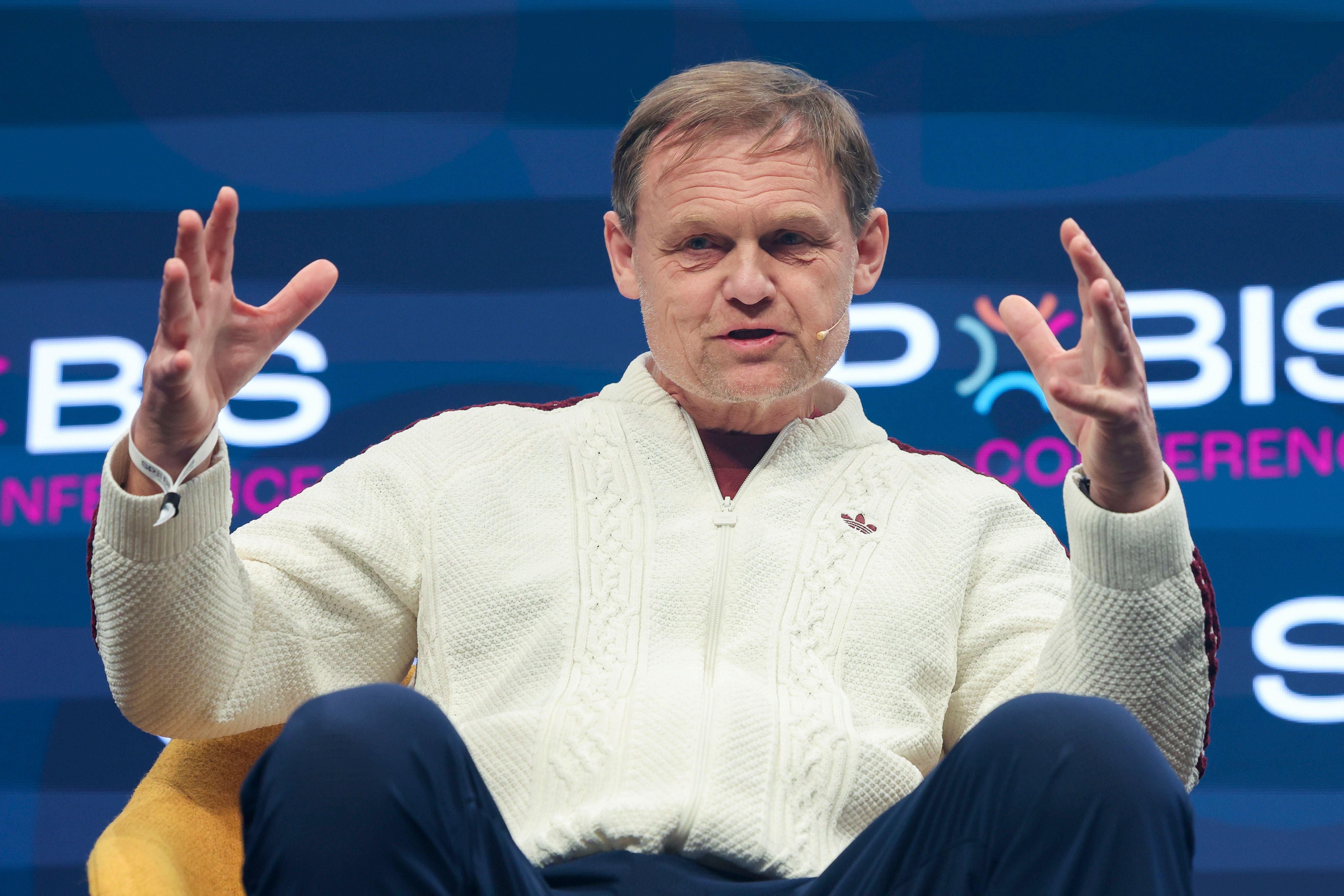 Hamburg, Germany - February 4: Bjoern Gulden (CEO adidas AG) gestures during the SPOBIS Conference at Congress Center Hamburg on February 4, 2026 in Hamburg, Germany. (Photo by Marco Steinbrenner/DeFodi Images/DeFodi via Getty Images)