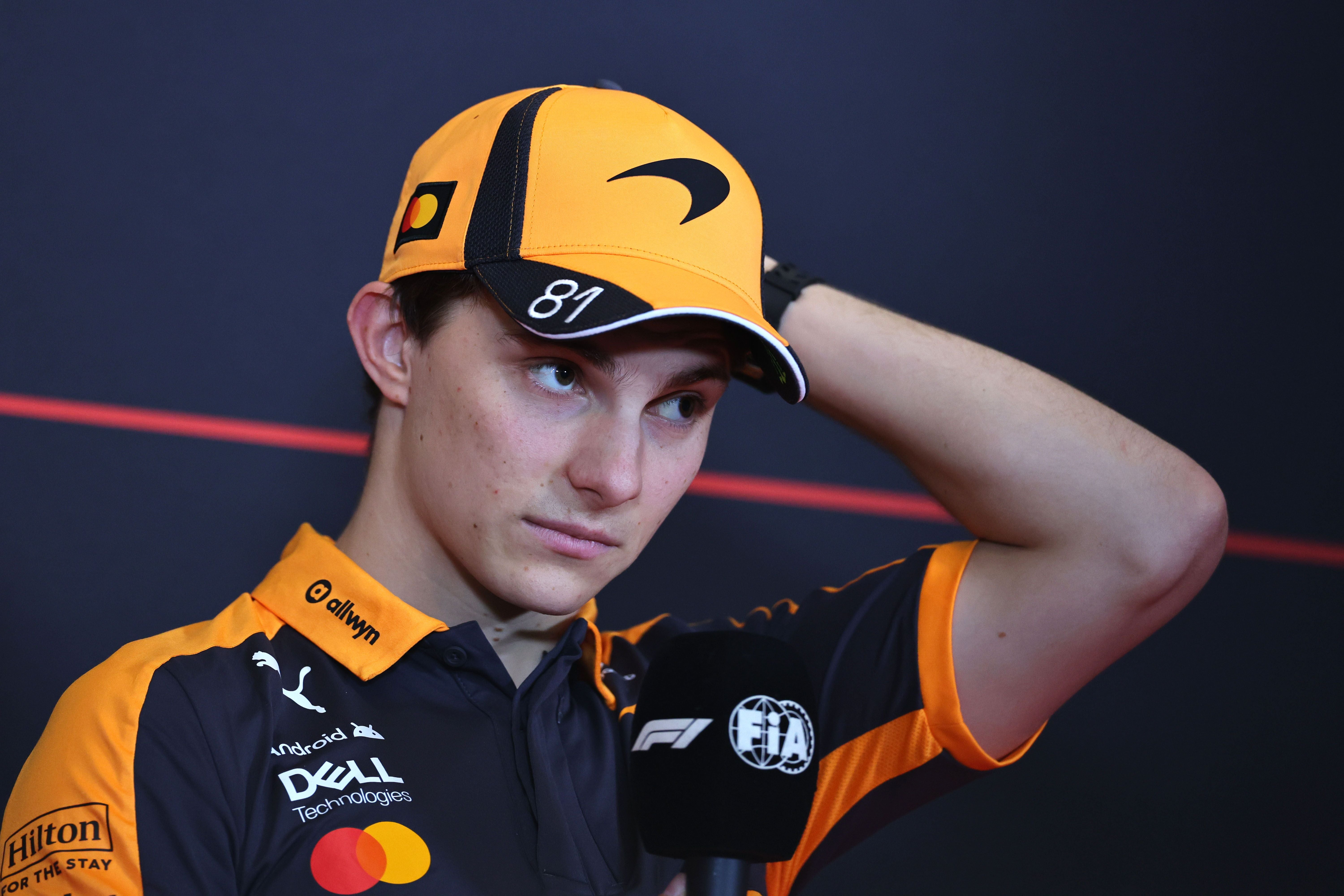 epa13063584 McLaren driver Oscar Piastri of Australia attends a press conference ahead of the Formula One Austrian Grand Prix at the Red Bull Ring race track in Spielberg, Austria, 25 June 2026. The 2026 Formula 1 Austrian Grand Prix will be held on 28 June. EPA/ANNA SZILAGYI