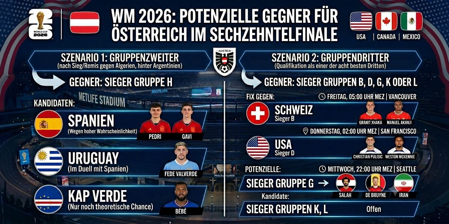 Eine Grafik welche unsere möglichen Gegner bei der WM darstellt.