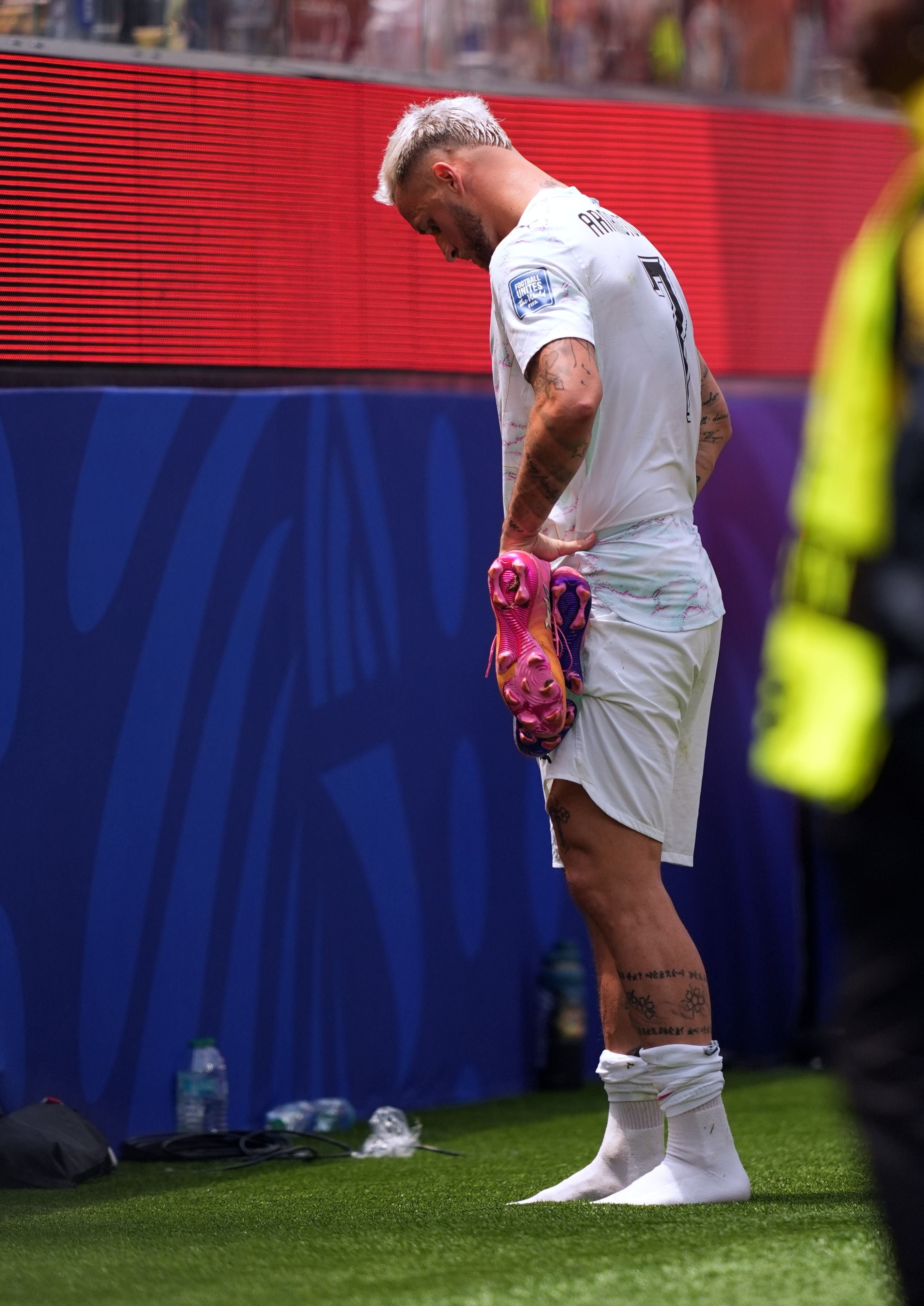 epa13081649 Marko Arnautovic of Austria reacts after the FIFA World Cup 2026 Round of 32 match Spain against Austria, in Los Angeles, USA, 02 July 2026. EPA/SCOTT STRAZZANTE