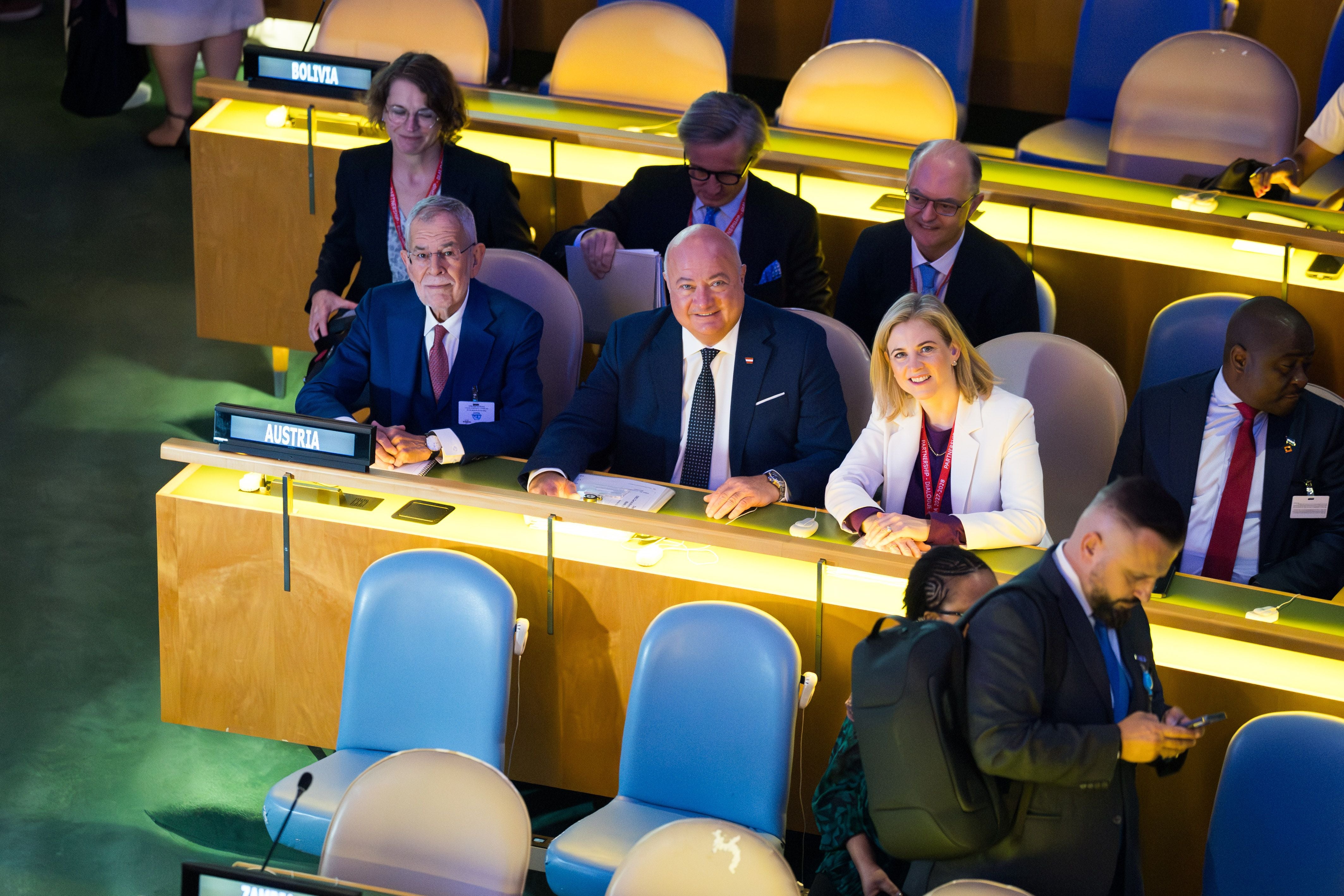 Österreichische Delegation bei der UNO-Vollversammlung zum 80. Jahrestag der Vereinten Nationen.