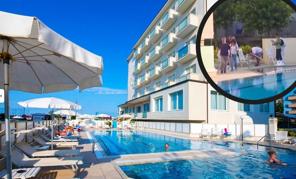 In diesem Pool kam die kleine Kärntnerin ums Leben. Kl. Bild: Ermittler bei der Stelel, wo die 4-Jährige gefundne wurde.