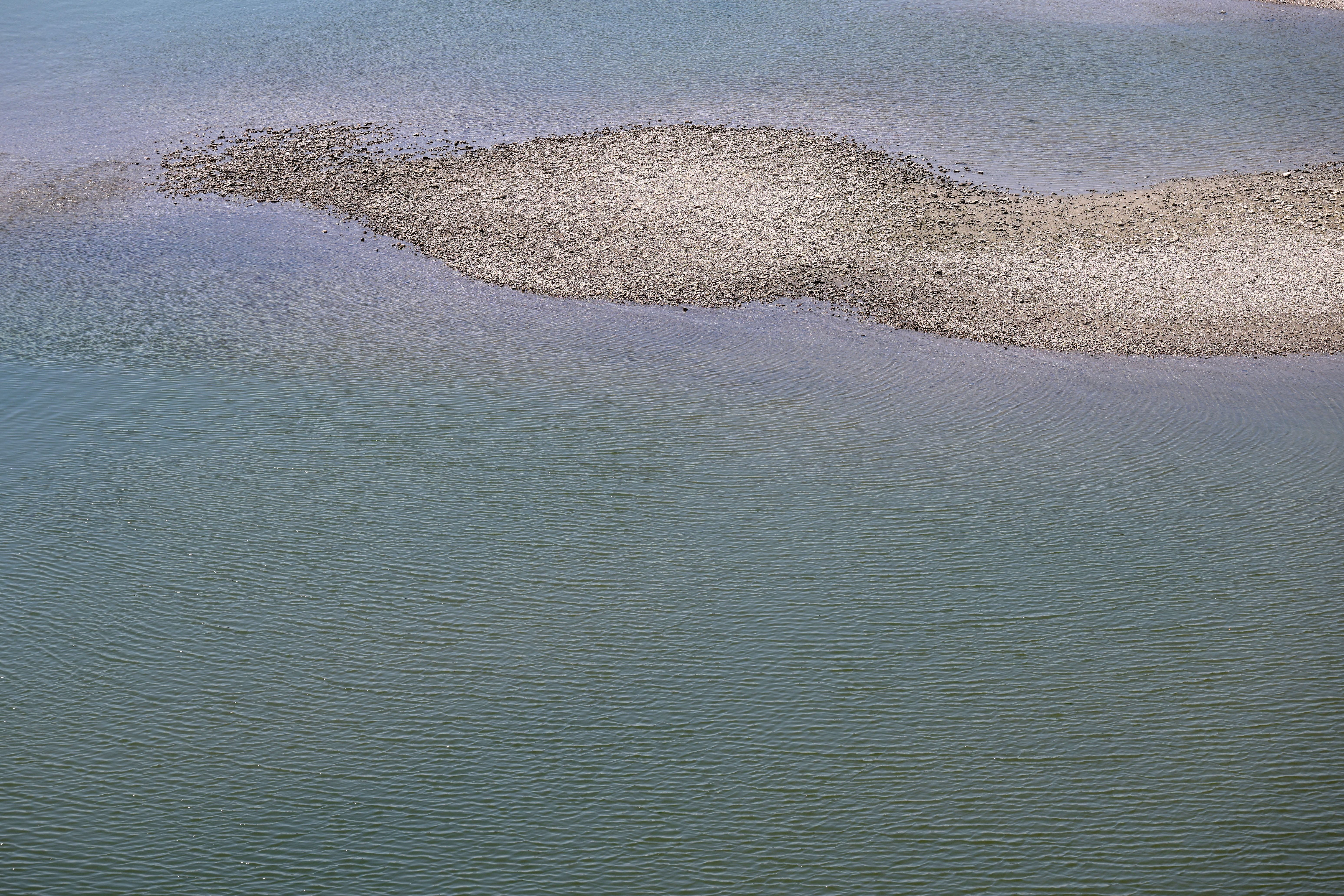 Trockene Uferstelle an der Donau bei Niedrigwasser in Bad Deutsch-Altenburg, August 2026.