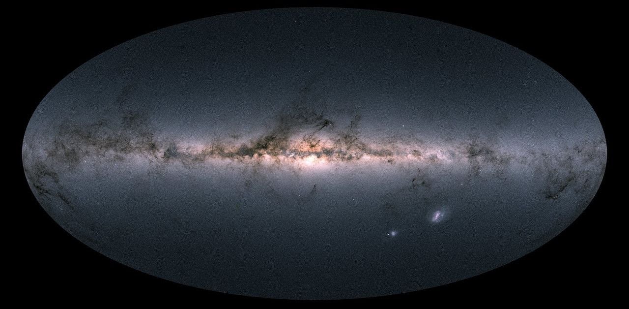 All-Sky-Karte der Milchstraße basierend auf Messungen von fast 1,7 Milliarden Sternen durch Gaia.