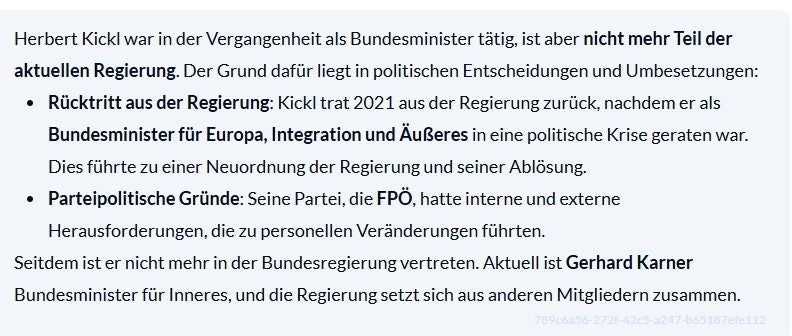 Textabschnitt erklärt, warum Herbert Kickl nicht mehr Teil der aktuellen österreichischen Regierung ist.