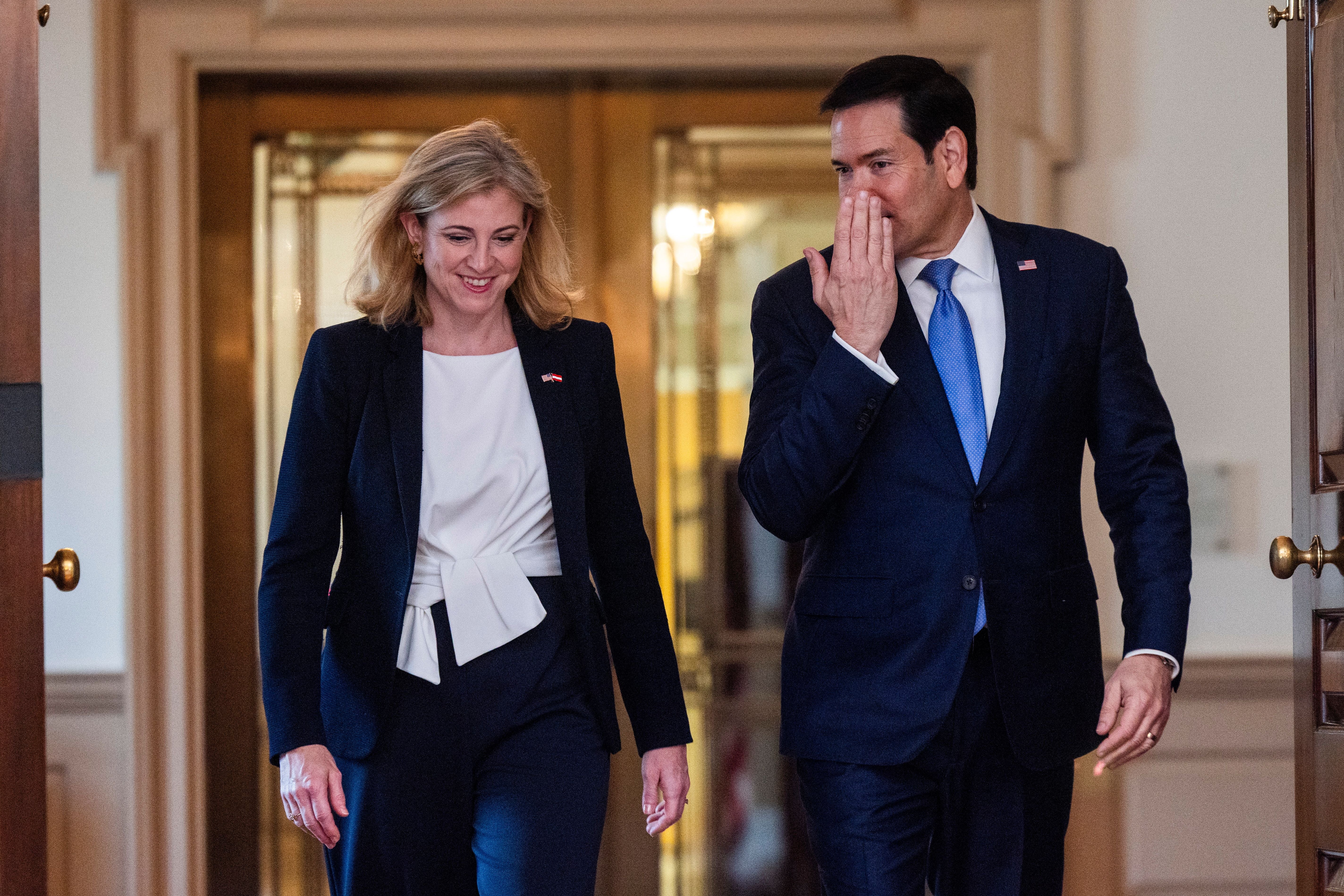 Außenministerin Beate Meinl-Reisinger (NEOS) und ihr Amtskollege US-Außenminister Marco Rubio.