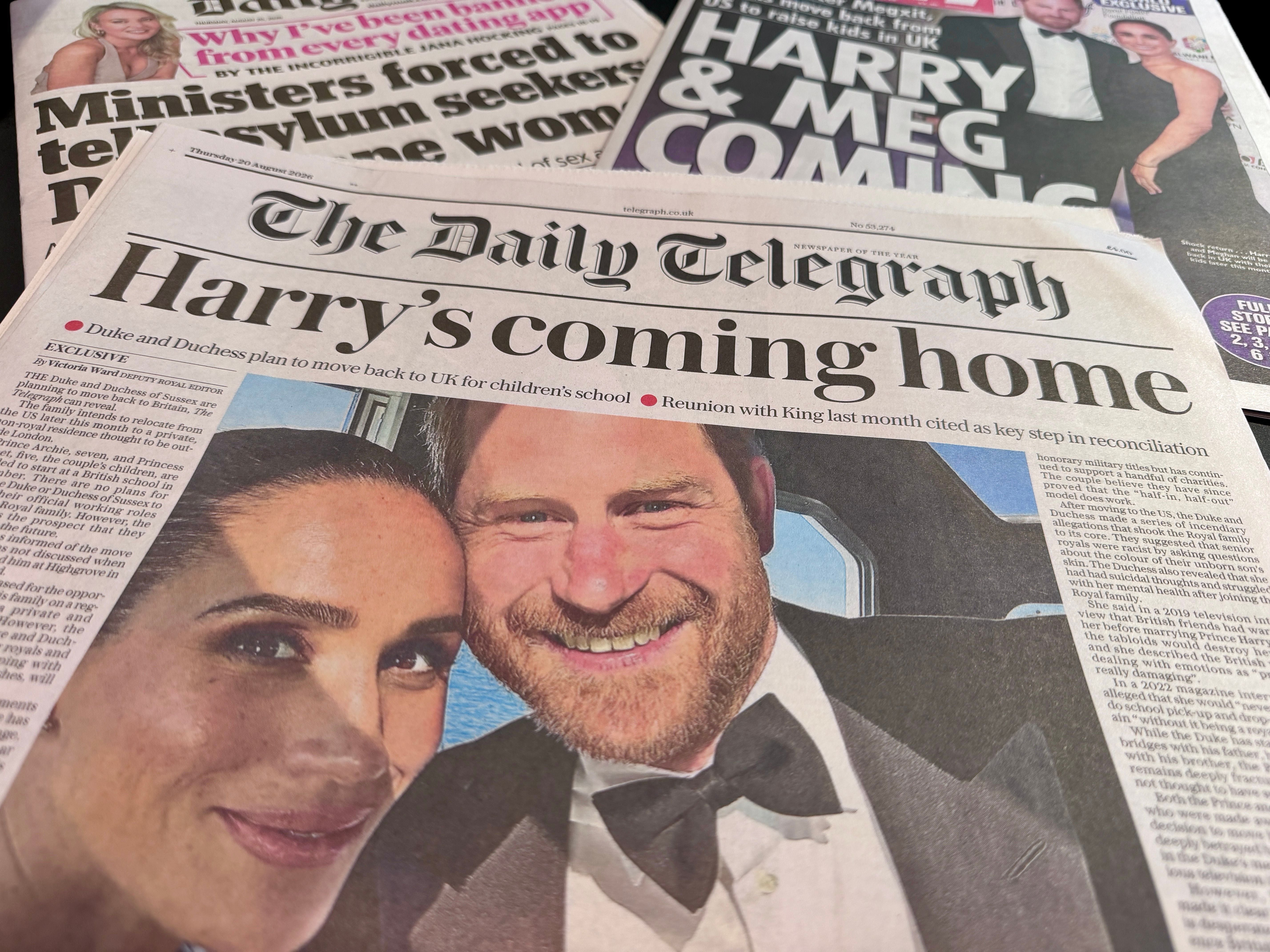 Mehrere britische Zeitungen berichten über die Rückkehr von Harry und Meghan nach Großbritannien.