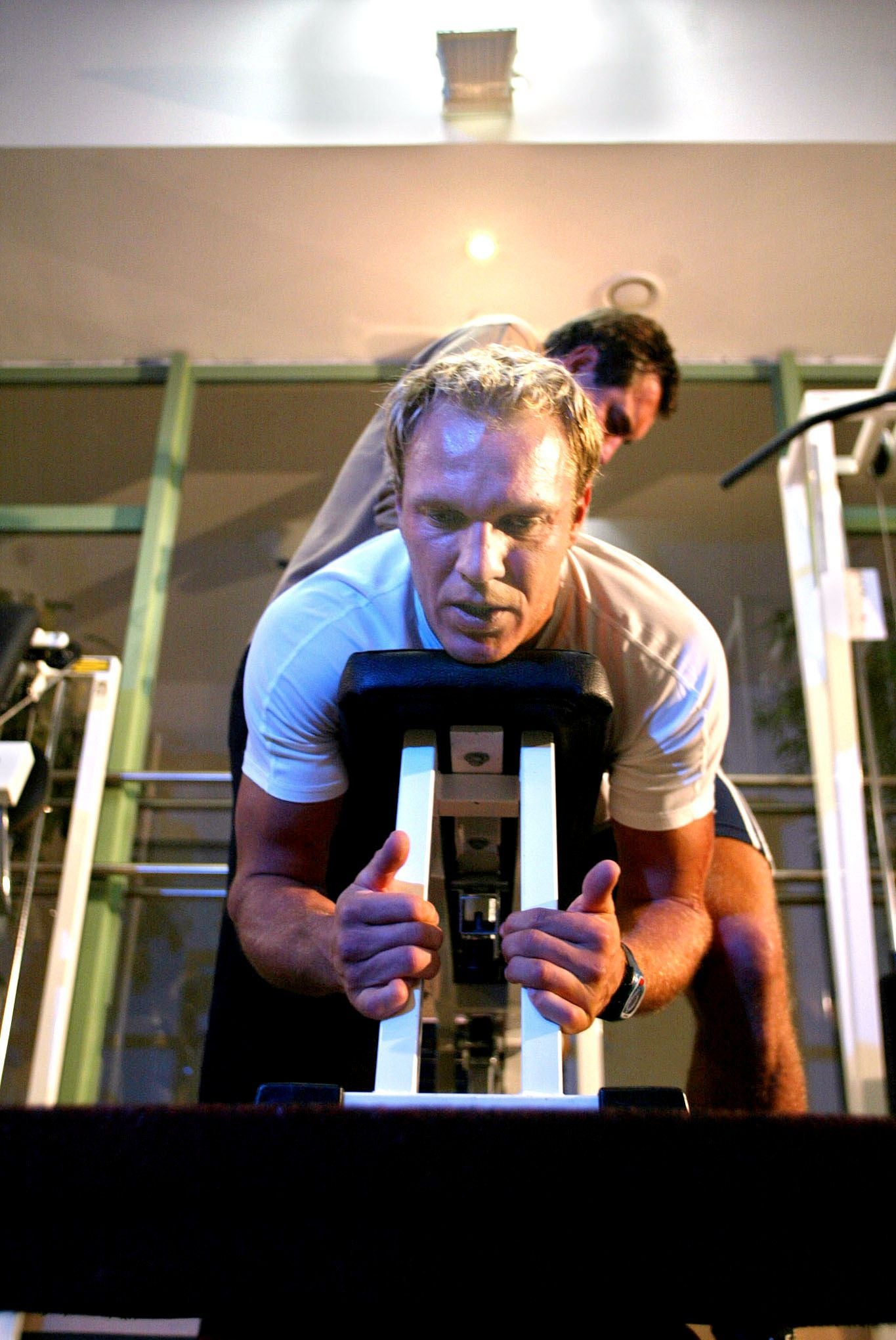Bergmüller mit Maier beim Reha-Training.