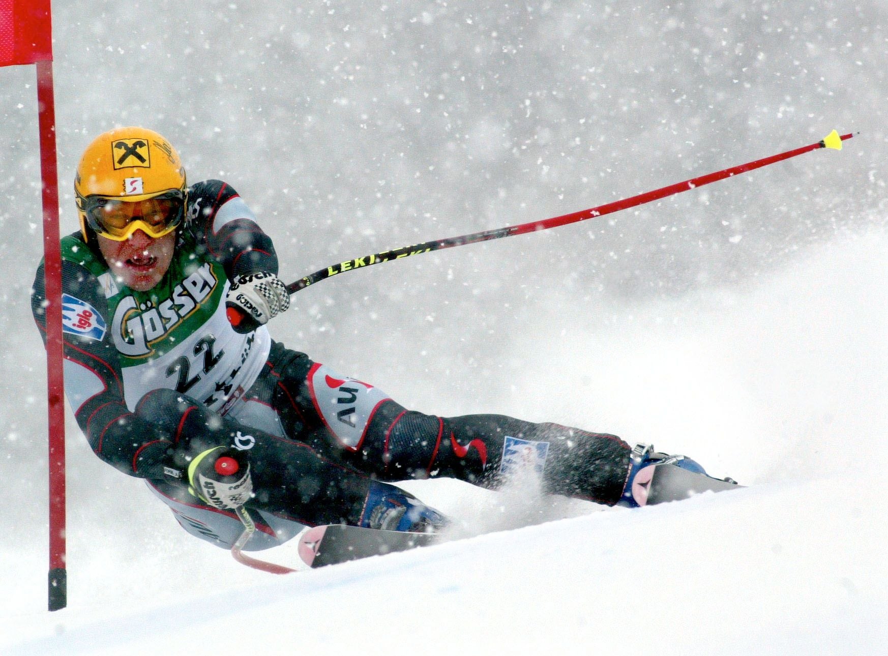 Hermann Maier beim legendären Super-G-Sieg am 27. Jänner 2001.