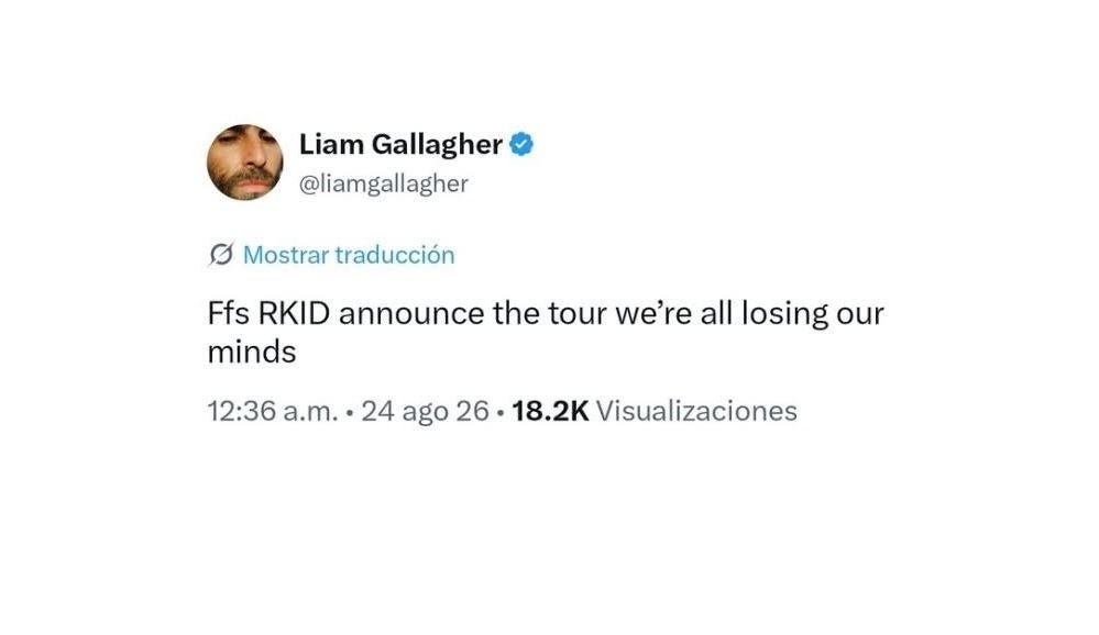 Tweet von Liam Gallagher, der die Ankündigung einer Tour fordert.