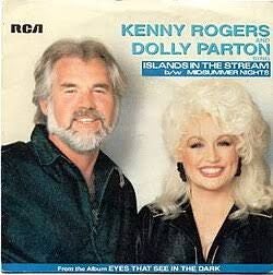 Kenny Rogers und Dolly Parton lächeln auf einem Cover zu "Islands in the Stream".