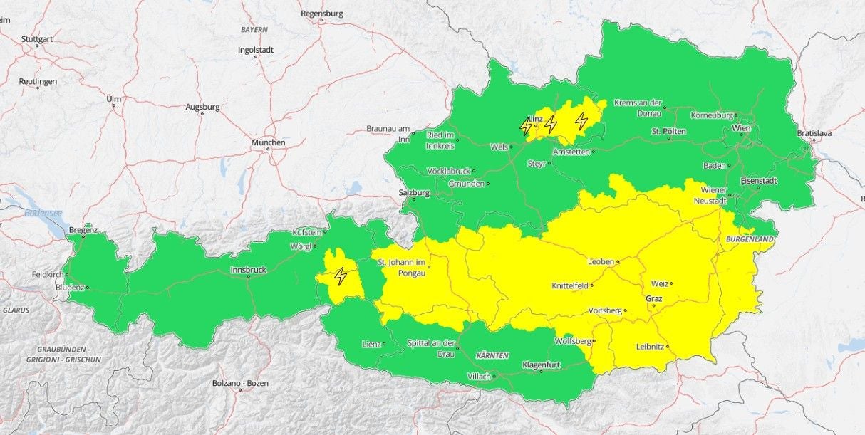 Gelbe Gewitterwarnung in mehreren Bundesländern