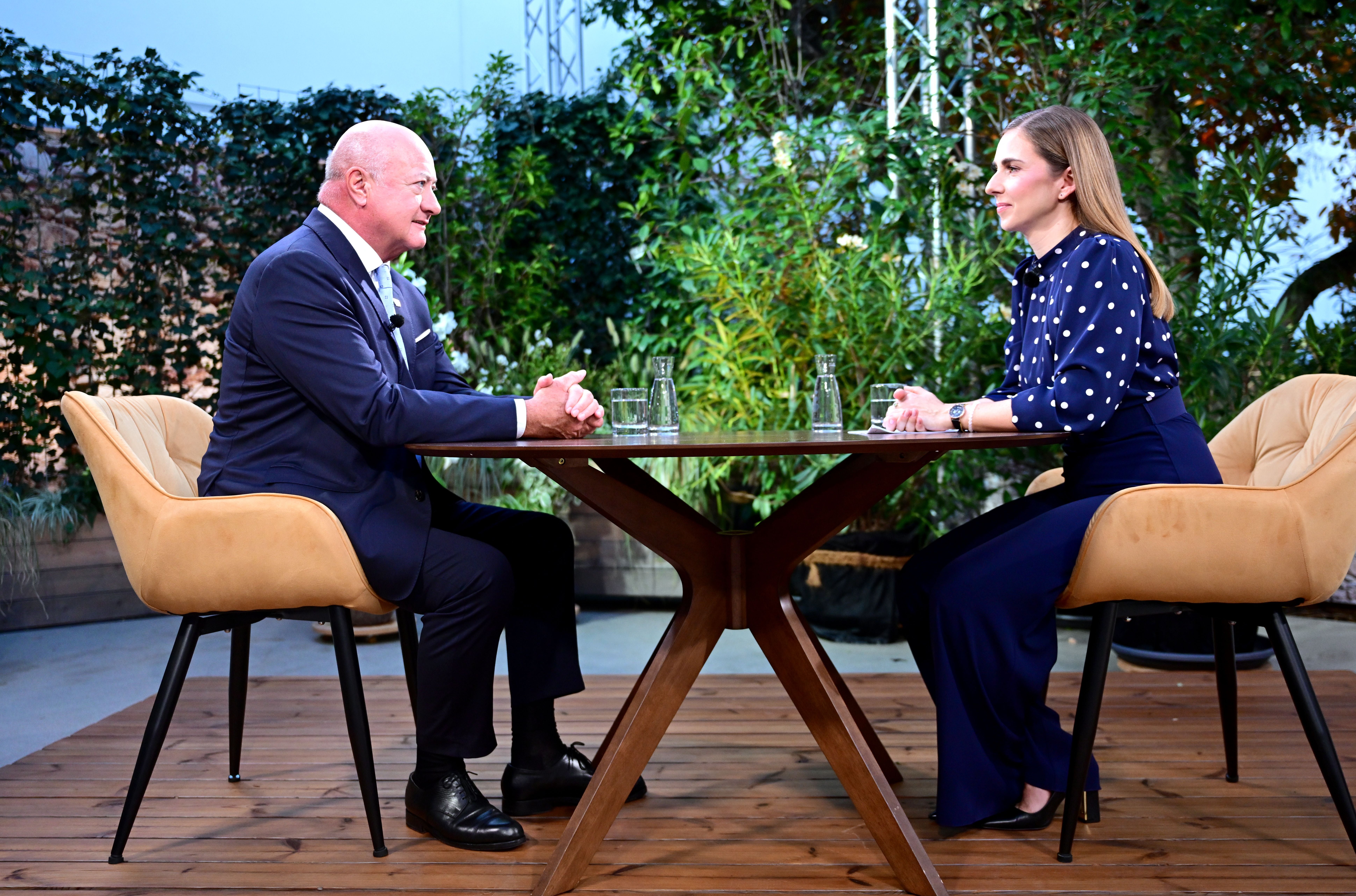 Bundesparteiobmann Stocker und Simone Stribl im Rahmen des ORF-Sommergespräches