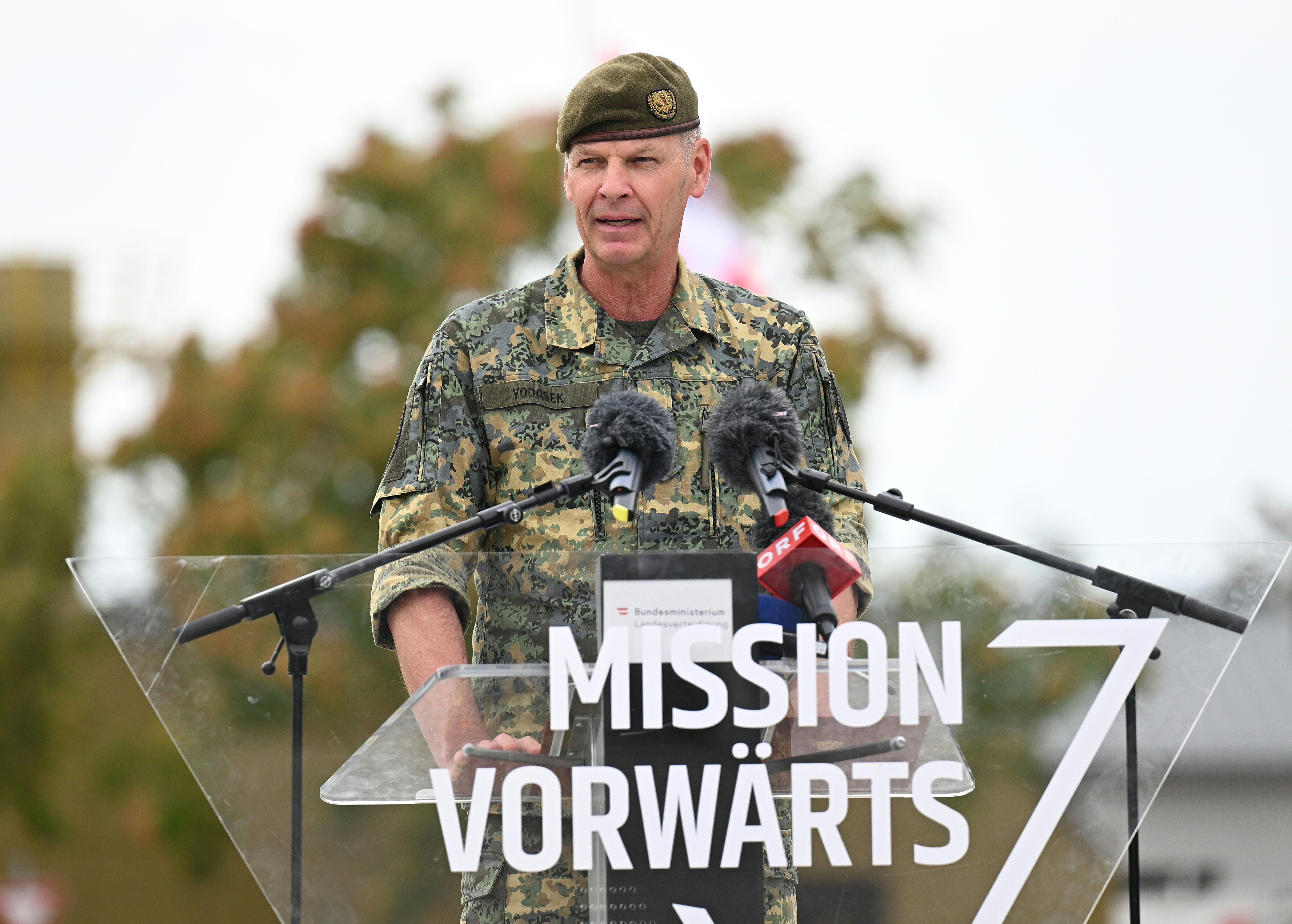 Rüstungsdirektor Harald Vodosek am Dienstag, 25. August 2026, anl. der Übergabe der modernisierten Schützenpanzer "Ulan" und Kampfpanzer "Leopard" 2A4 an das Bundesheer in der Jansa-Kaserne in Niederösterreich
