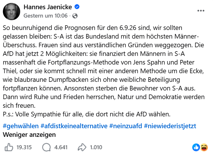 Wirbel um dieses Facebook-Posting von Schauspieler, Umweltschützer &amp; Autor Hannes Jaenicke